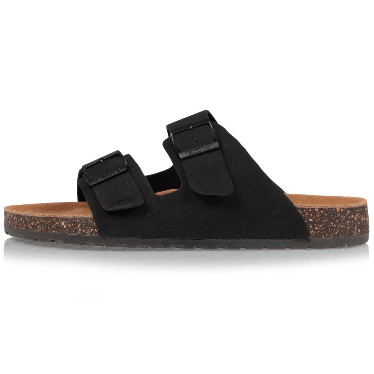 Sandales à brides ultra confortables, semelle intérieure cuir noir, ISOTONER