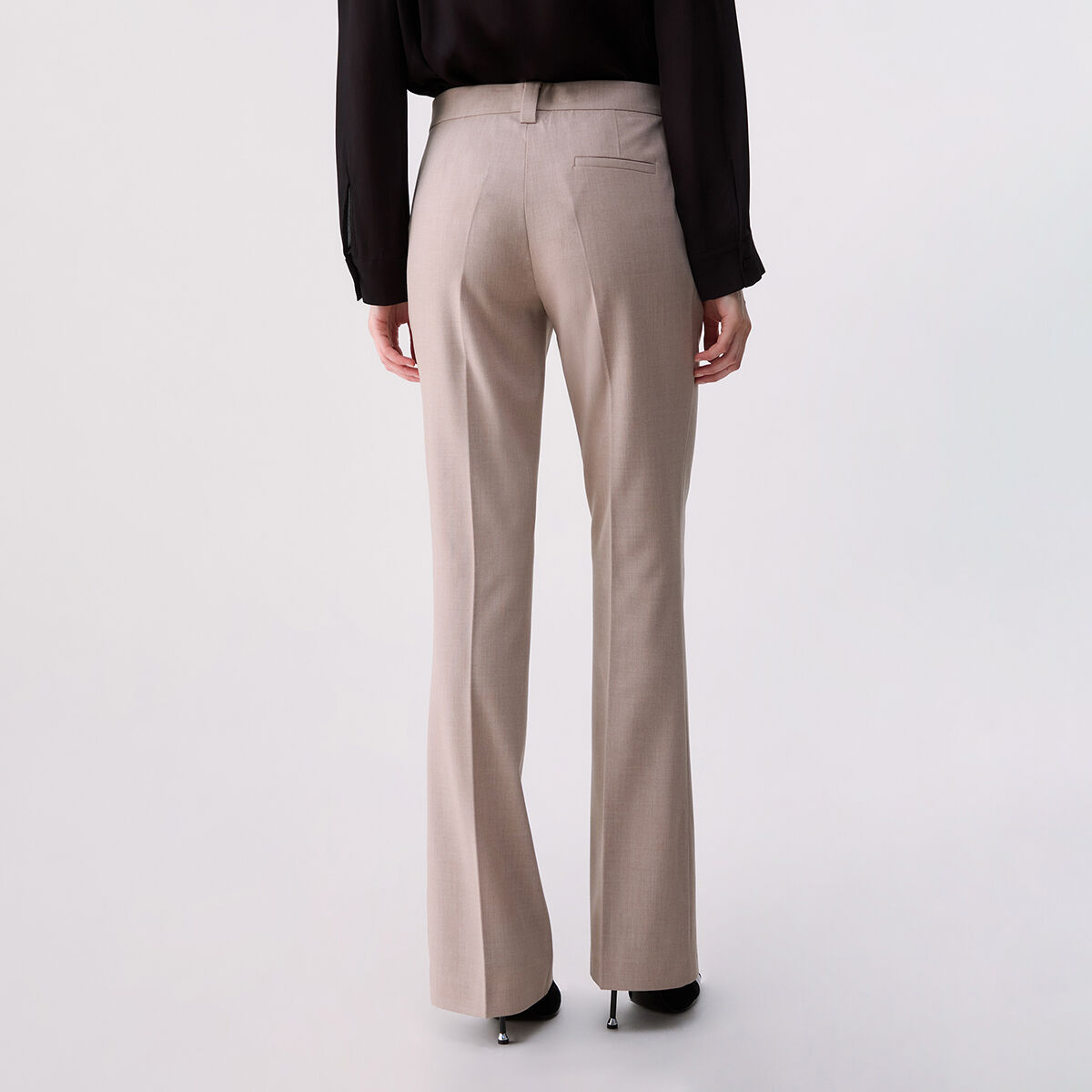 Pantalon fit & flare en toile mélange beige, LIU JO