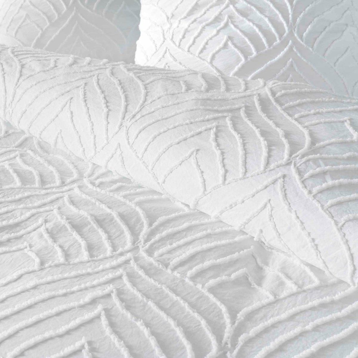 Housse de couette 240x220 + 2 taies tuftée blanche blanc, DECORATIE
