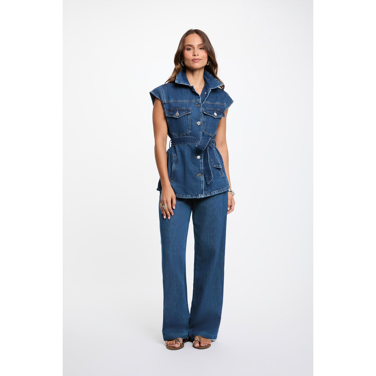 Veste sans manches jean denim brut, MORGAN