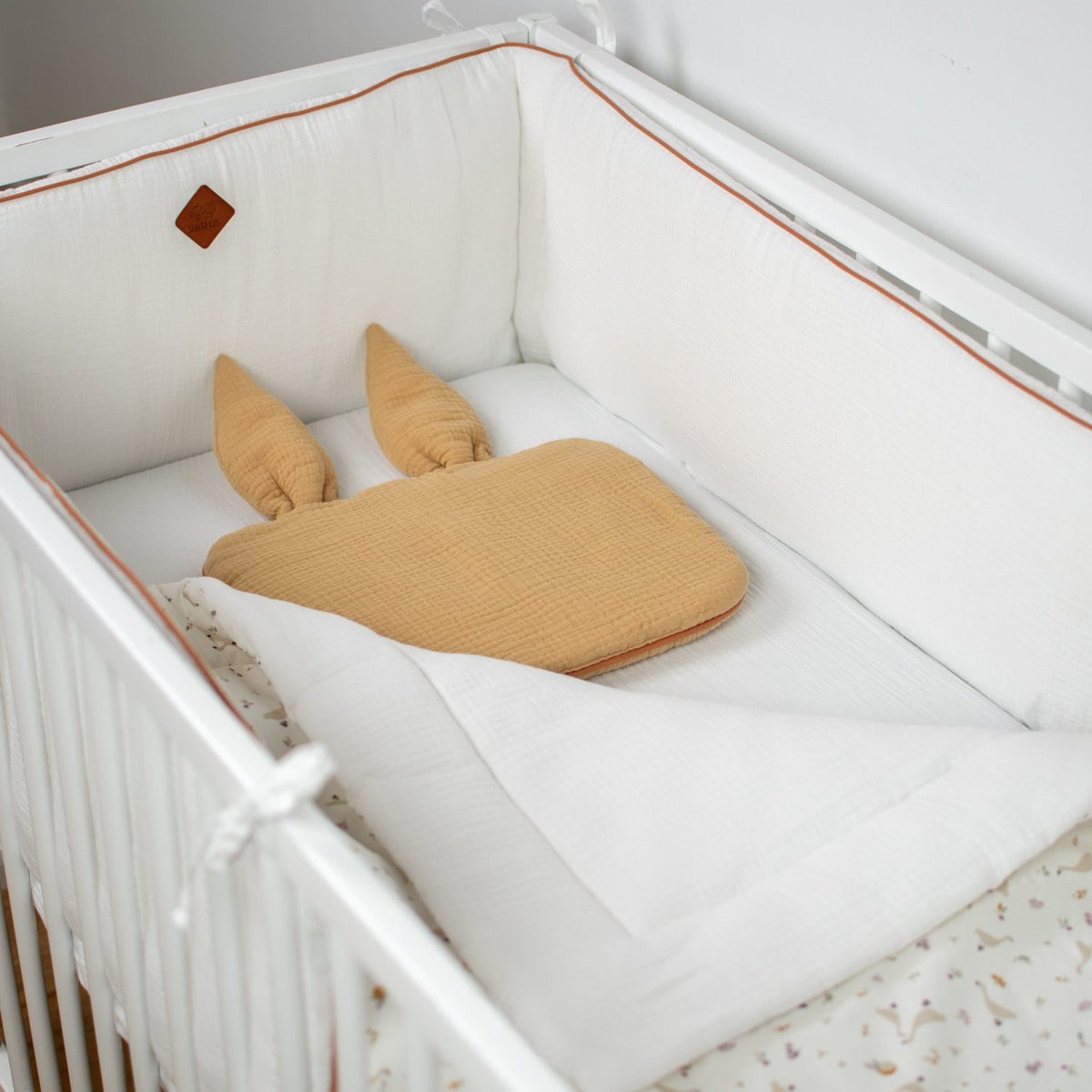 Set pour lit bébé, tour de lit, couverture, drap et coussin SIDONIA sidonia, beige, écru, blanc, SEVIRA KIDS