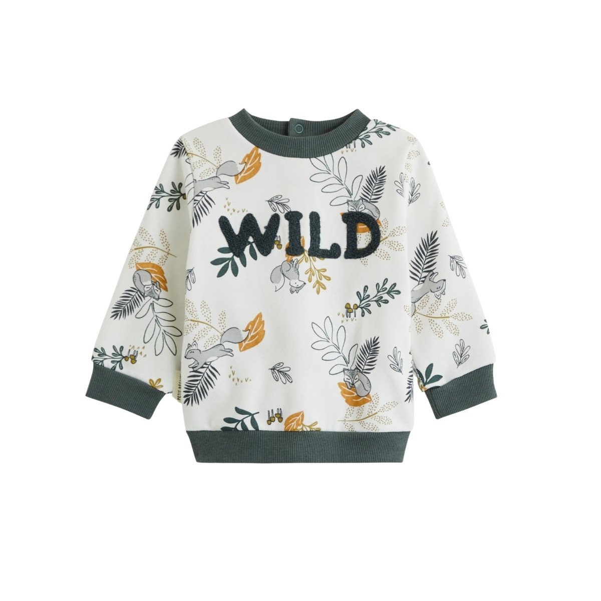 Ensemble bébé sweat et pantalon en velours côtelé Elliott vert, PETIT BEGUIN