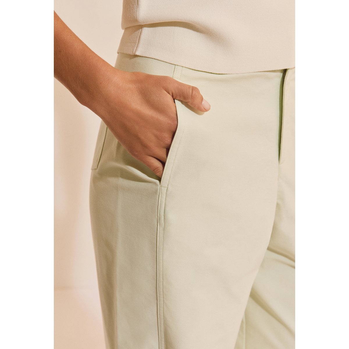 Pantalon barrel avec coton POLO vert clair, ETAM