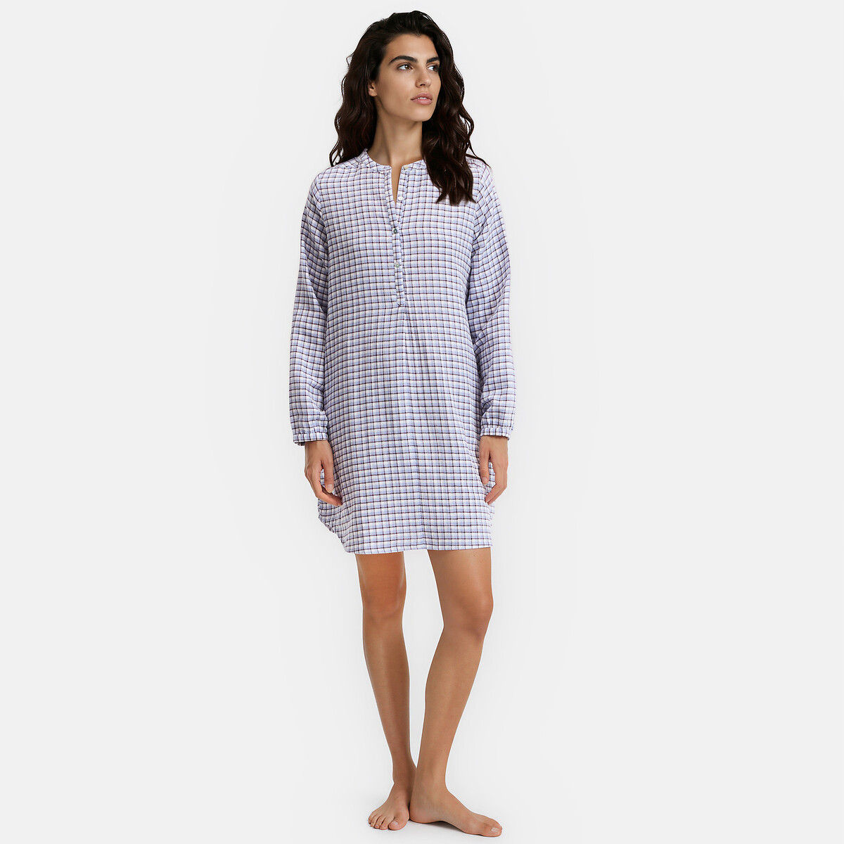 Camisón de gasa de algodón, Signature MARGOT cuadros, LA REDOUTE COLLECTIONS