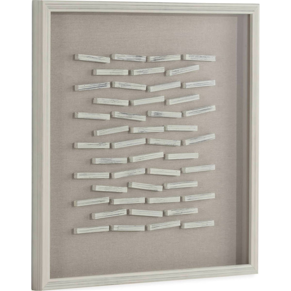 Tableau abstrait en relief, Bois et verre blanc et beige, RECOLLECTION