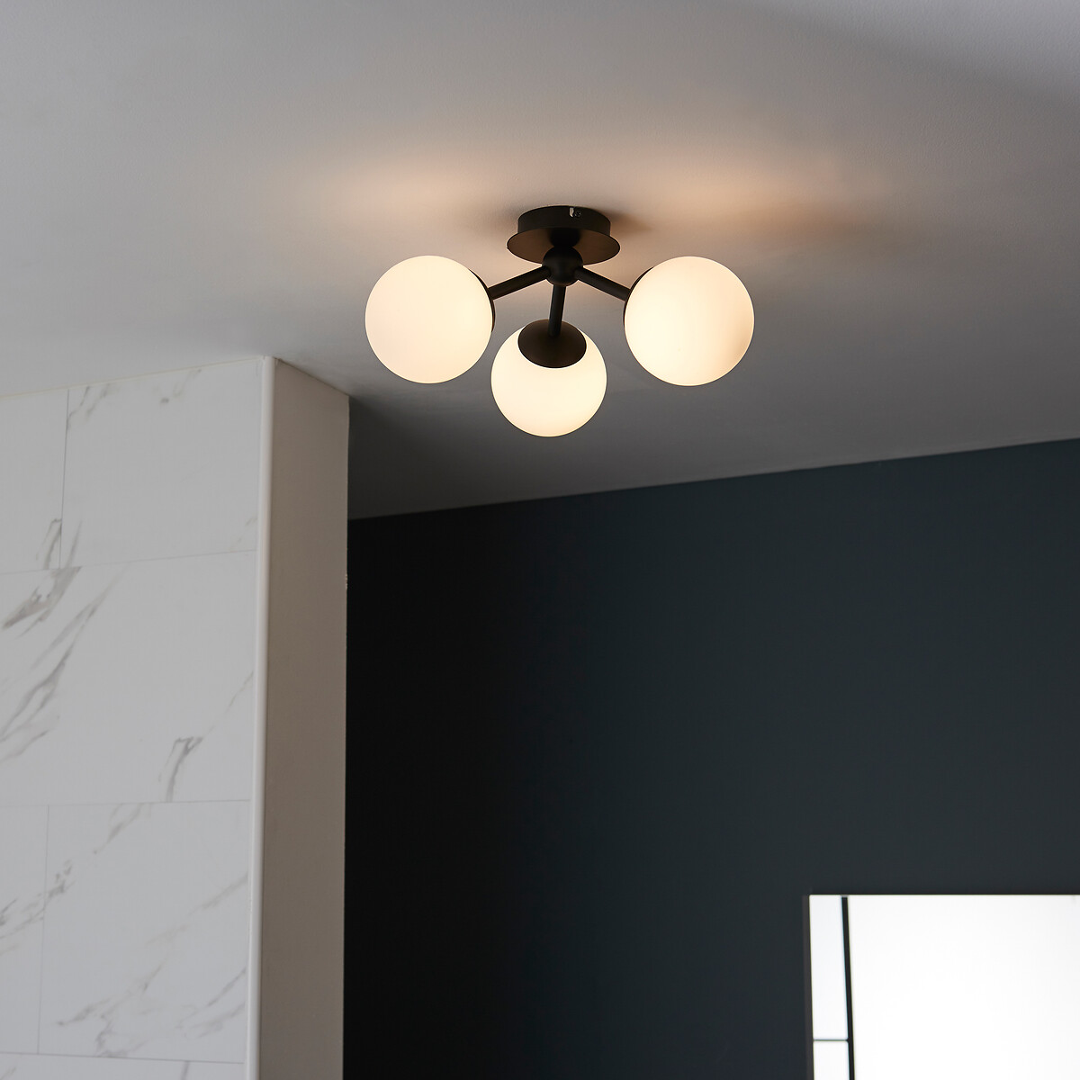 Pulver 3-Light Semi-Flush Bathroom Ceiling Light black, ÉDITÉ