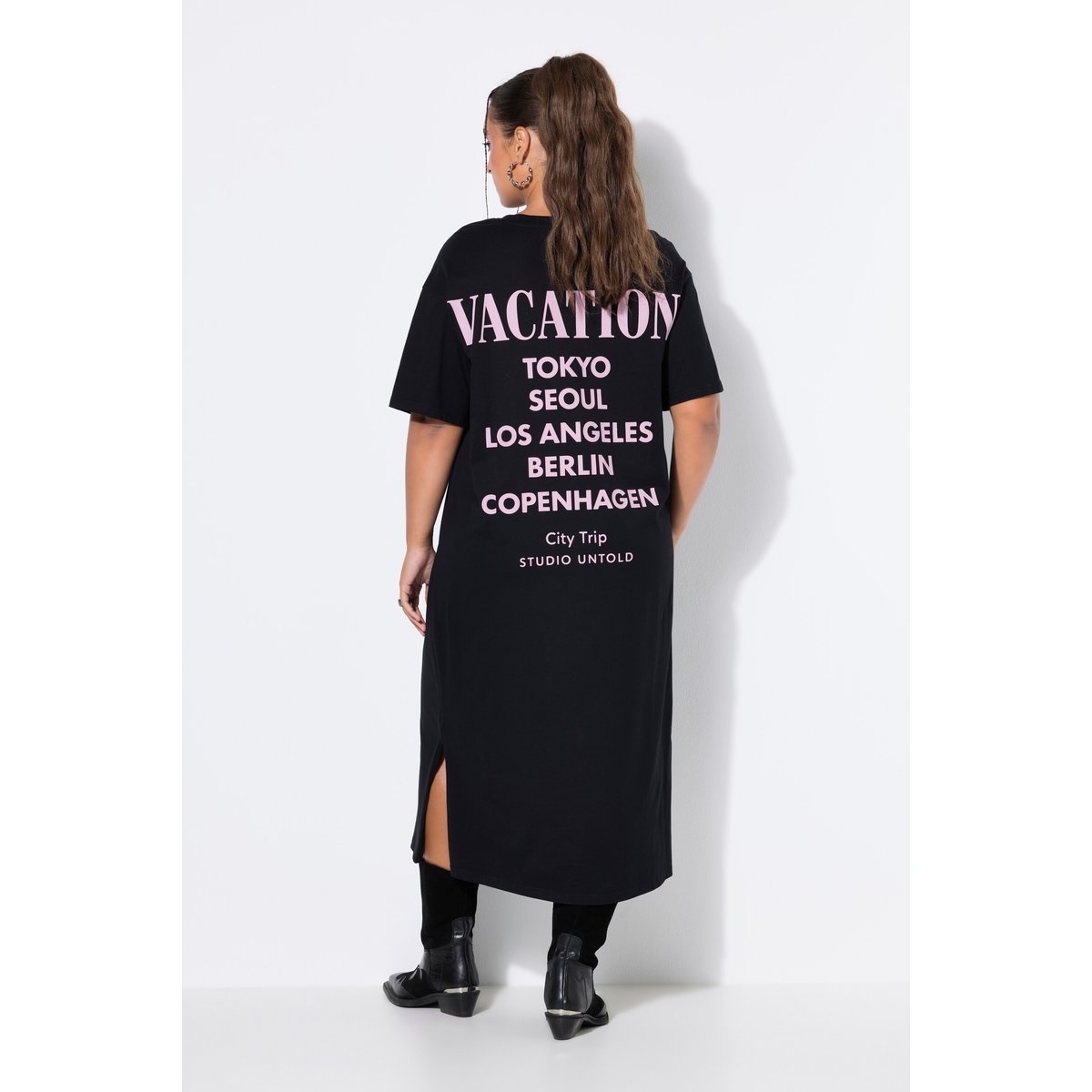 Robe t-shirt, coupe oversize noir, STUDIO UNTOLD