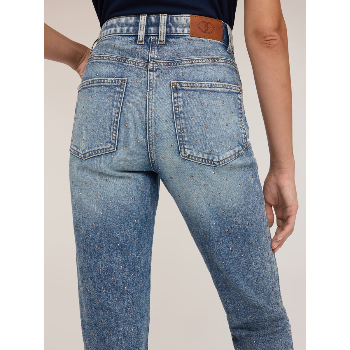 Jean regular mum fit avec strass light - blue, MOTIVI