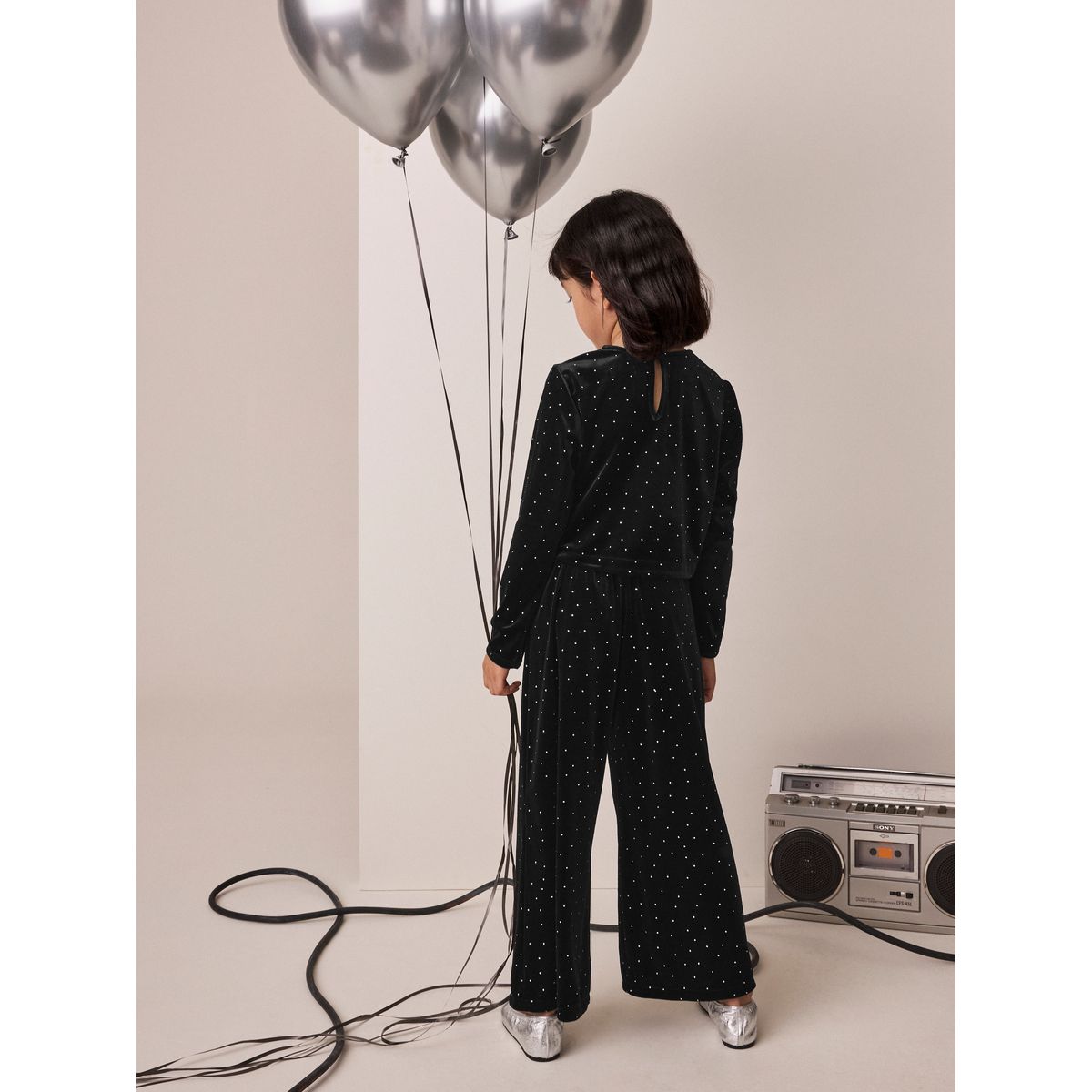 Ensemble pantalon scintillant en velours noir, NEXT