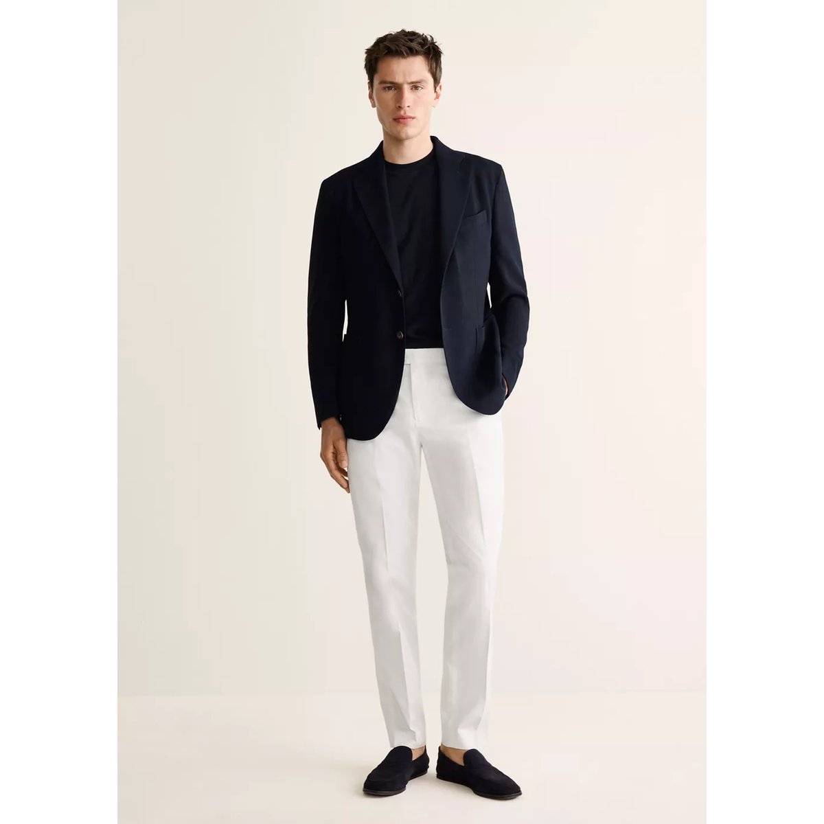 Pantalon slim-fit coton blanc cassé, MANGO MAN