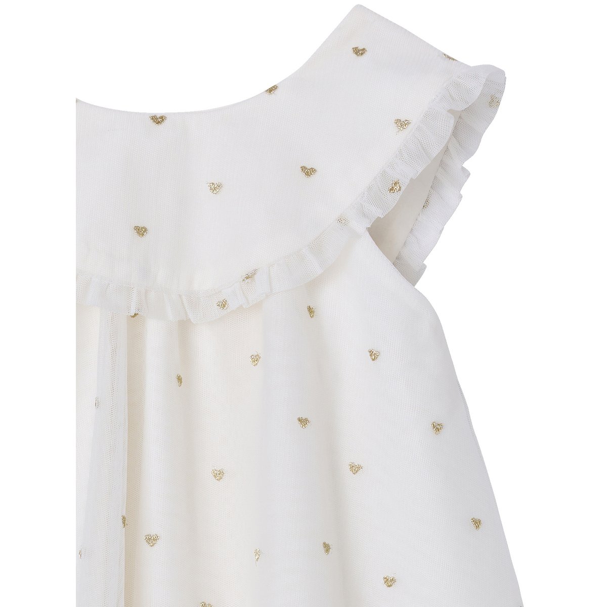 Robe évasée tulle brodée blanc, VERTBAUDET
