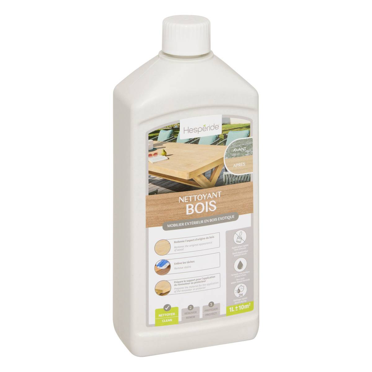 Nettoyant pour mobilier extérieur bois exotique 1L blanc, HESPERIDE