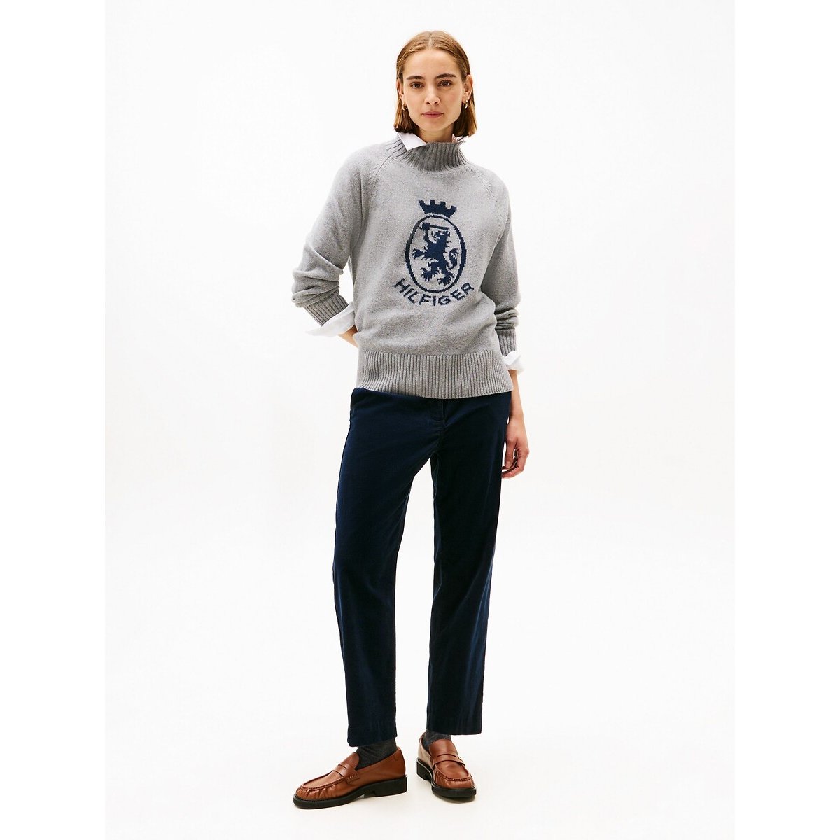 Velour Straight Trousers navy, TOMMY HILFIGER