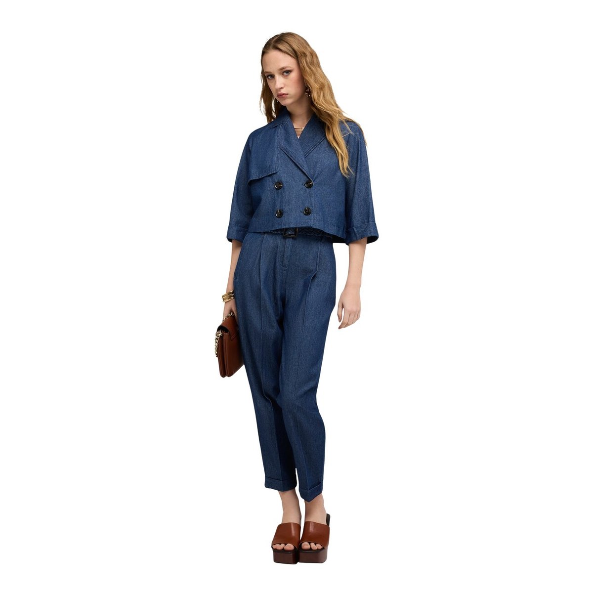 Trench court double boutonnage bleu, MOTIVI
