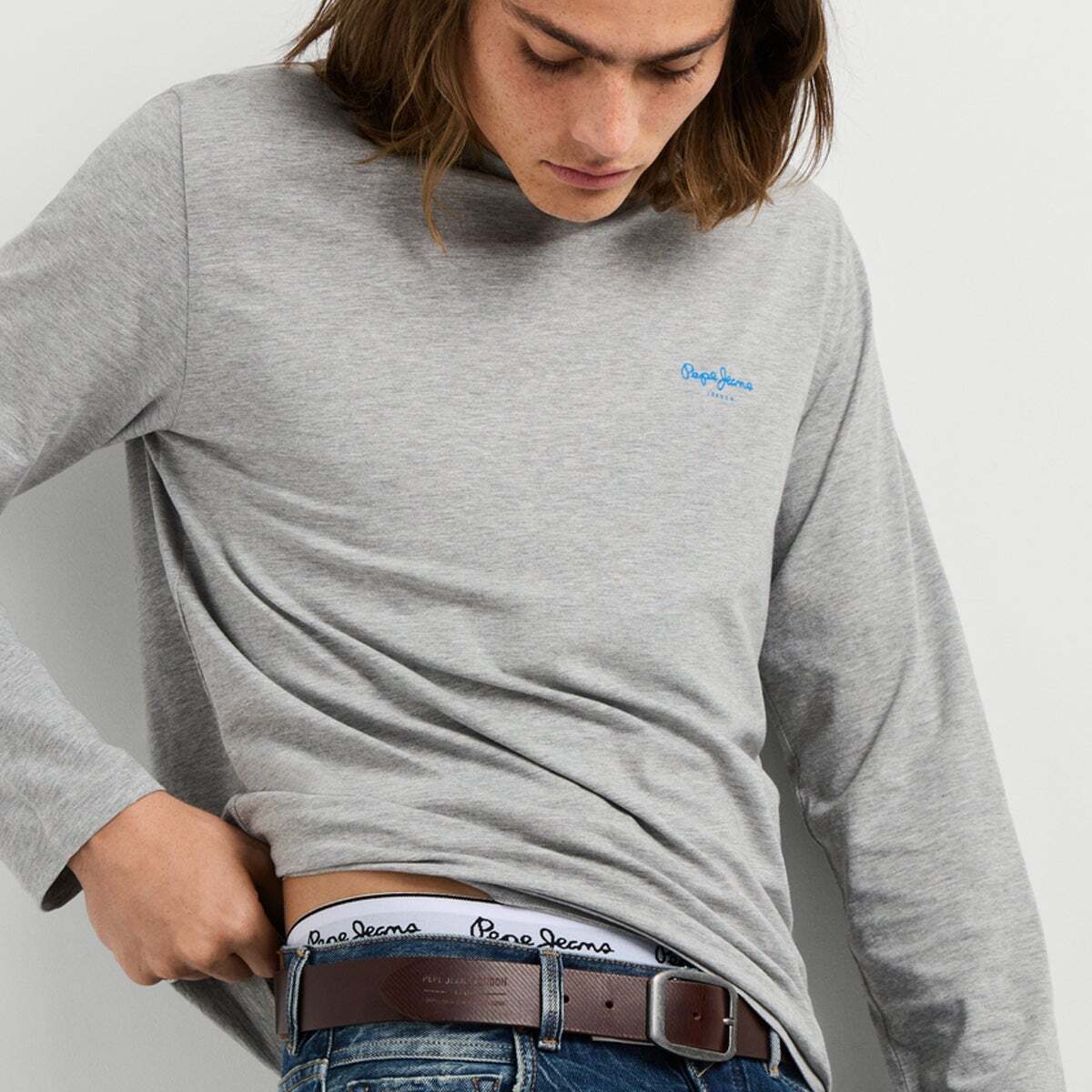 T-Shirt Manches Longues Coupe Slim gris chine, PEPE JEANS