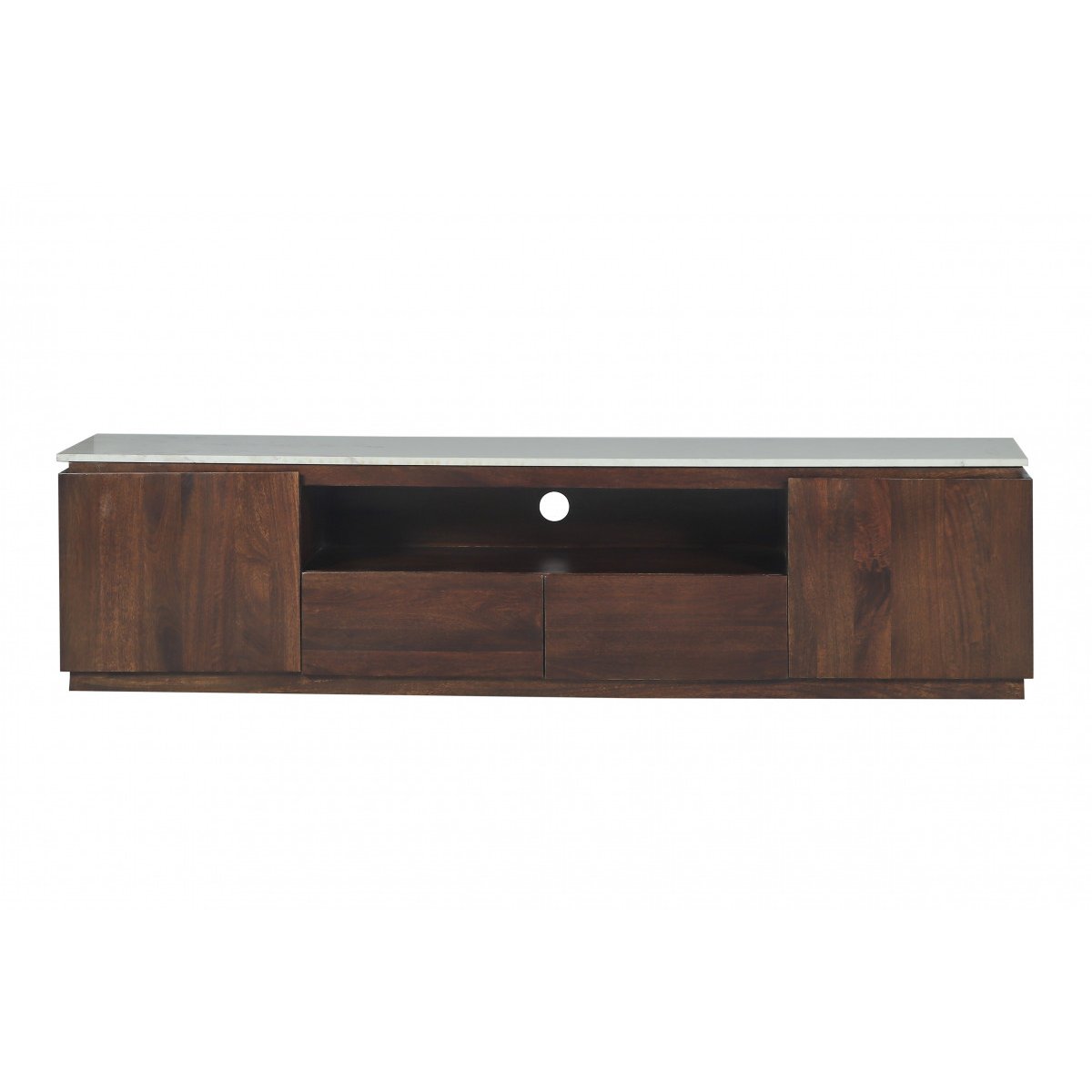 Meuble TV 200 cm bois massif, BARBARA marron foncé, BOBOCHIC