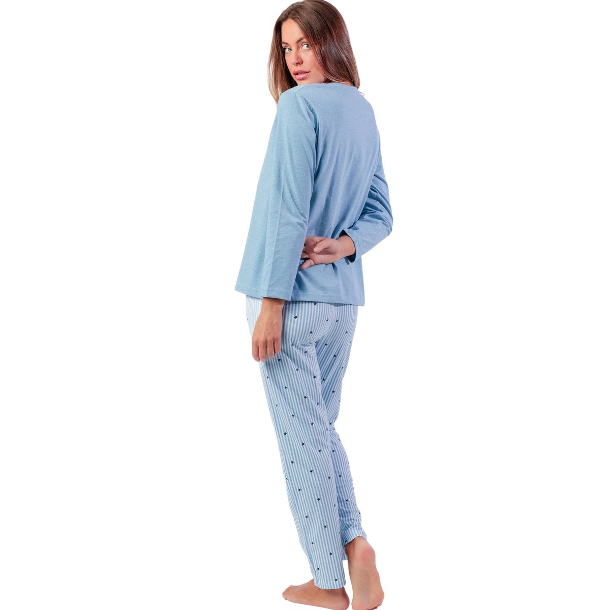 Pyjama pantalon top manches longues Stripes And Stars bleu, ADMAS