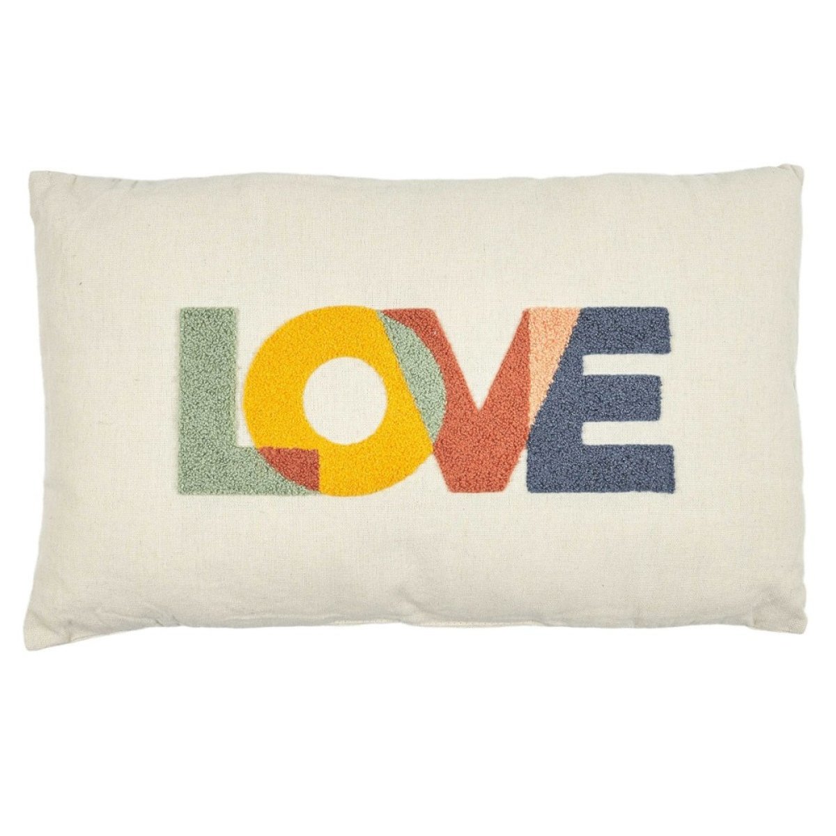 Coussin avec bouclette 30x50 LOVE multicolore, DECORATIE