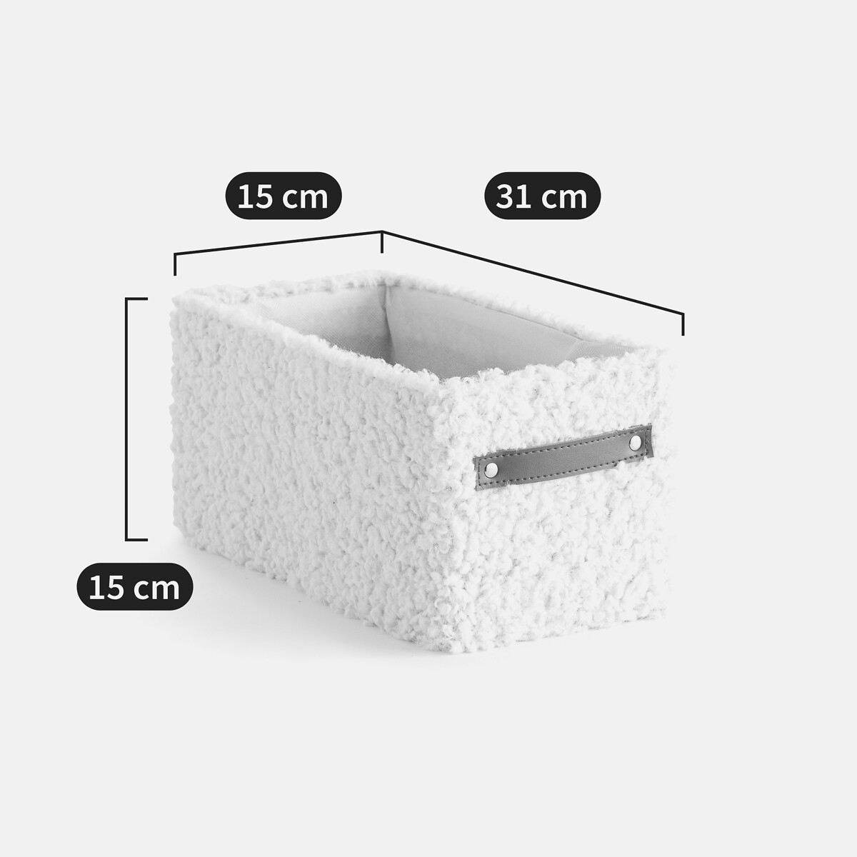 Panier pliable en bouclette, rectangulaire, hauteur 15 cm, BOKLIO ecru, LA REDOUTE INTERIEURS