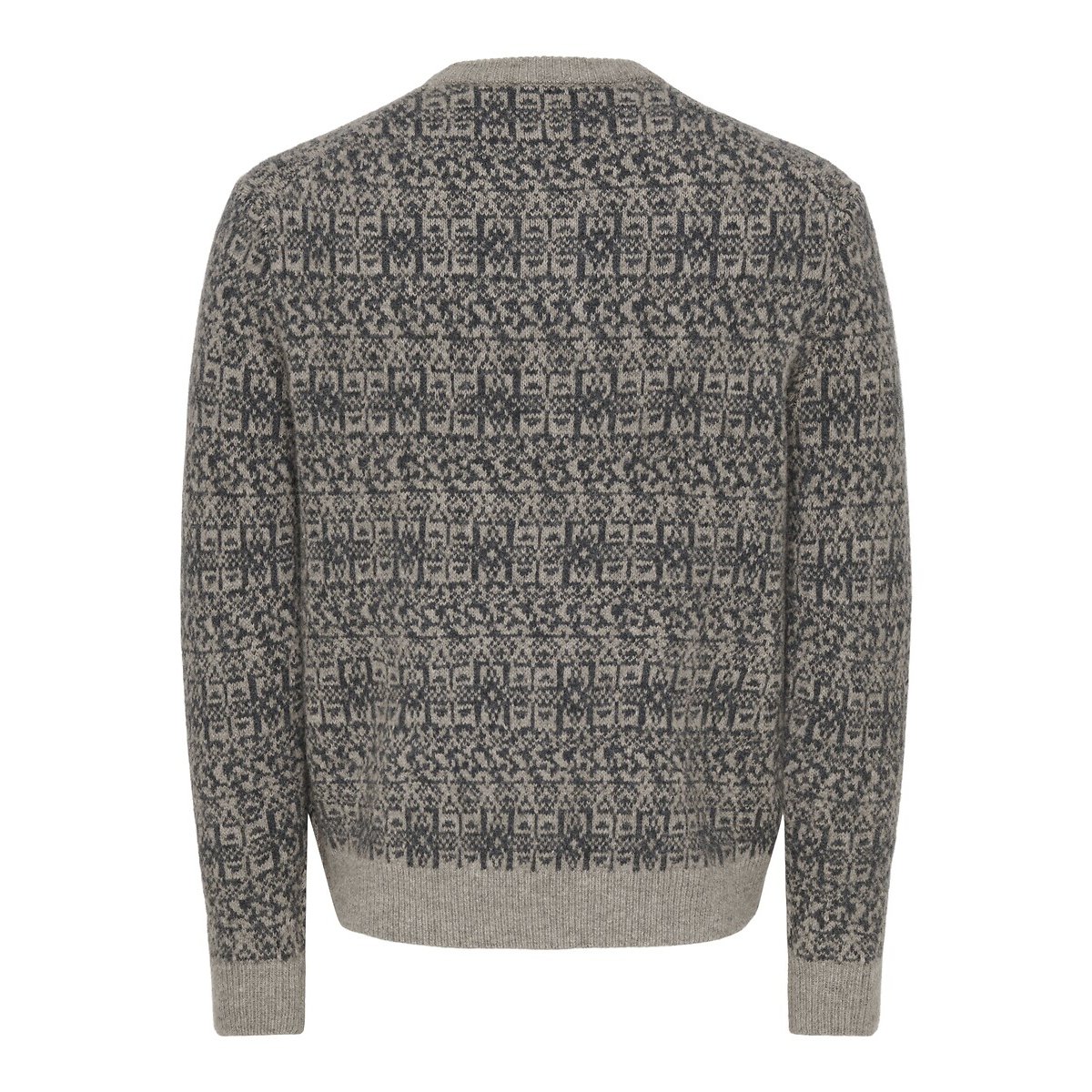Pull col rond, en 61% laine, Nordic beige, ONLY & SONS
