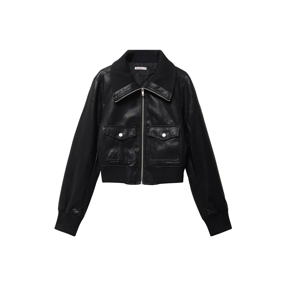 Bomber ajusté cropped similicuir noir, CACHE CACHE