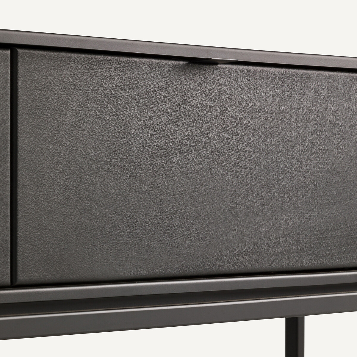 Meuble TV enfilade métal acier et cuir, Réalto noir, AM.PM
