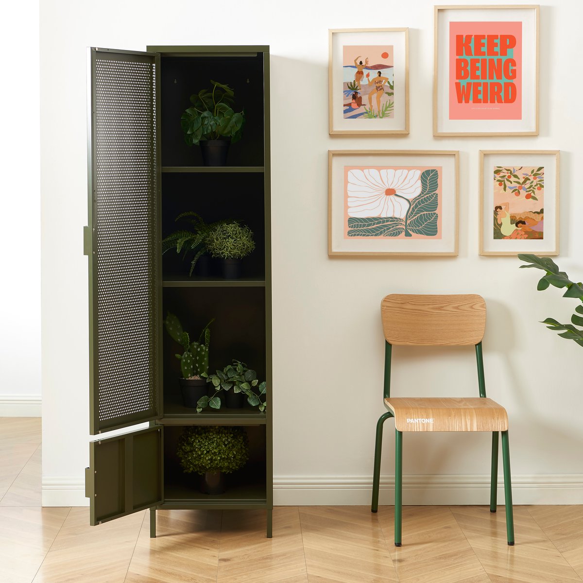 Vestiaire en acier vert olive, PANTONE