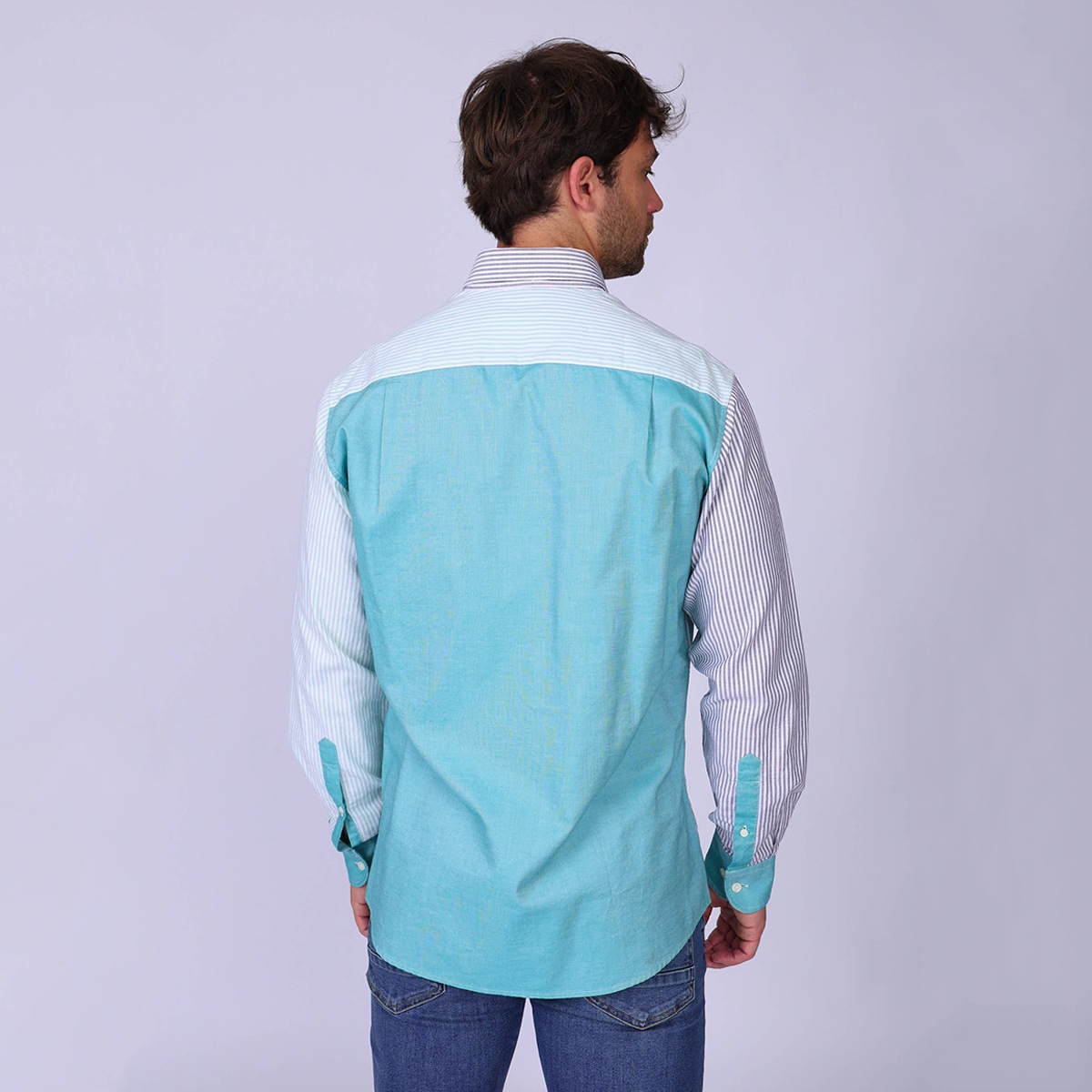 Chemise patch Oxford bleu mineral, MISE AU GREEN