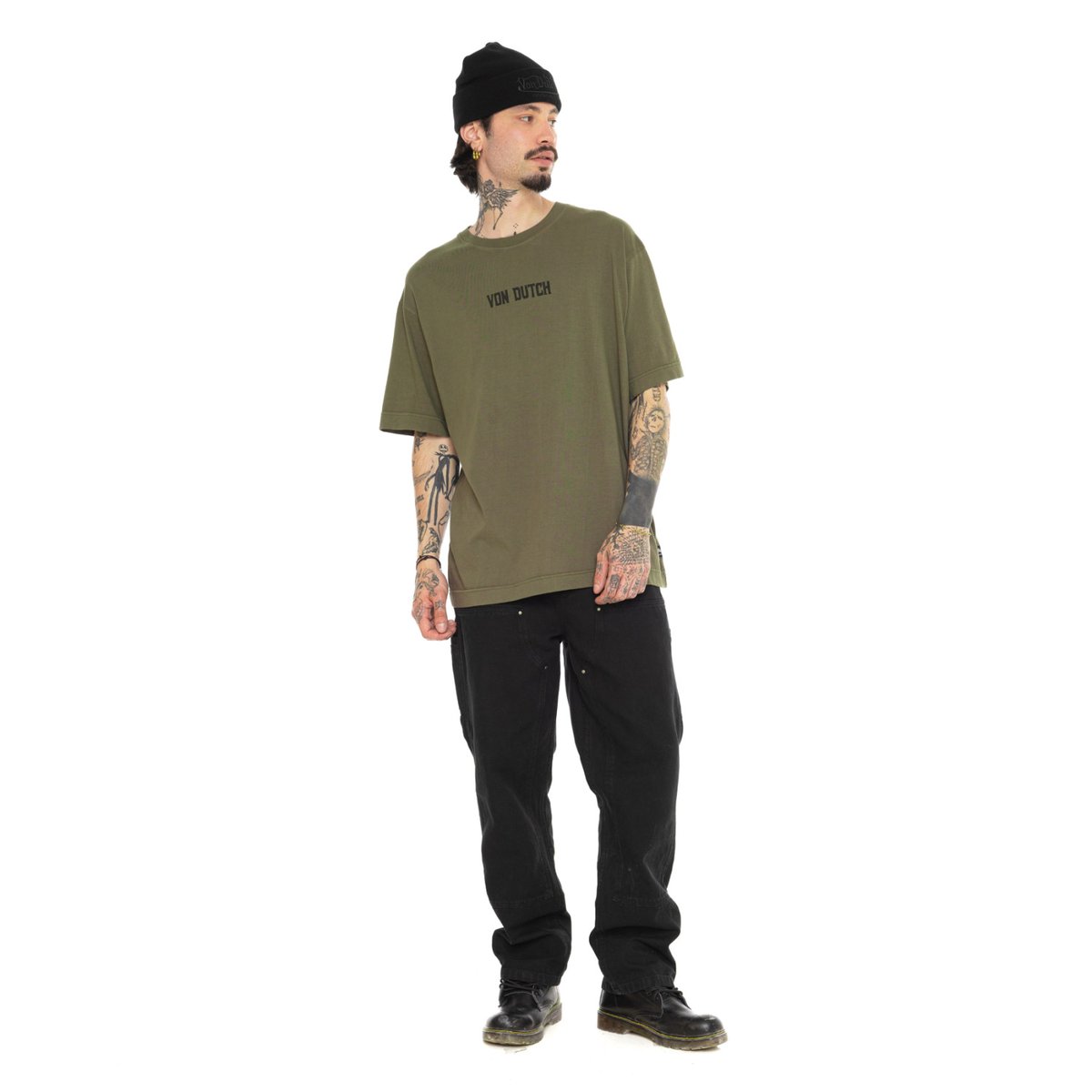 Tee shirt coton PABLO kaki/noir, VON DUTCH