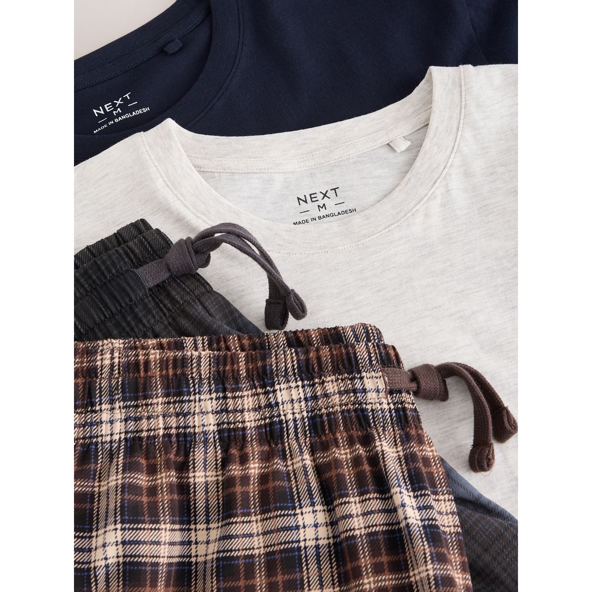 Pyjama en jersey à manches courtes, lot de 2 marine/écru, NEXT