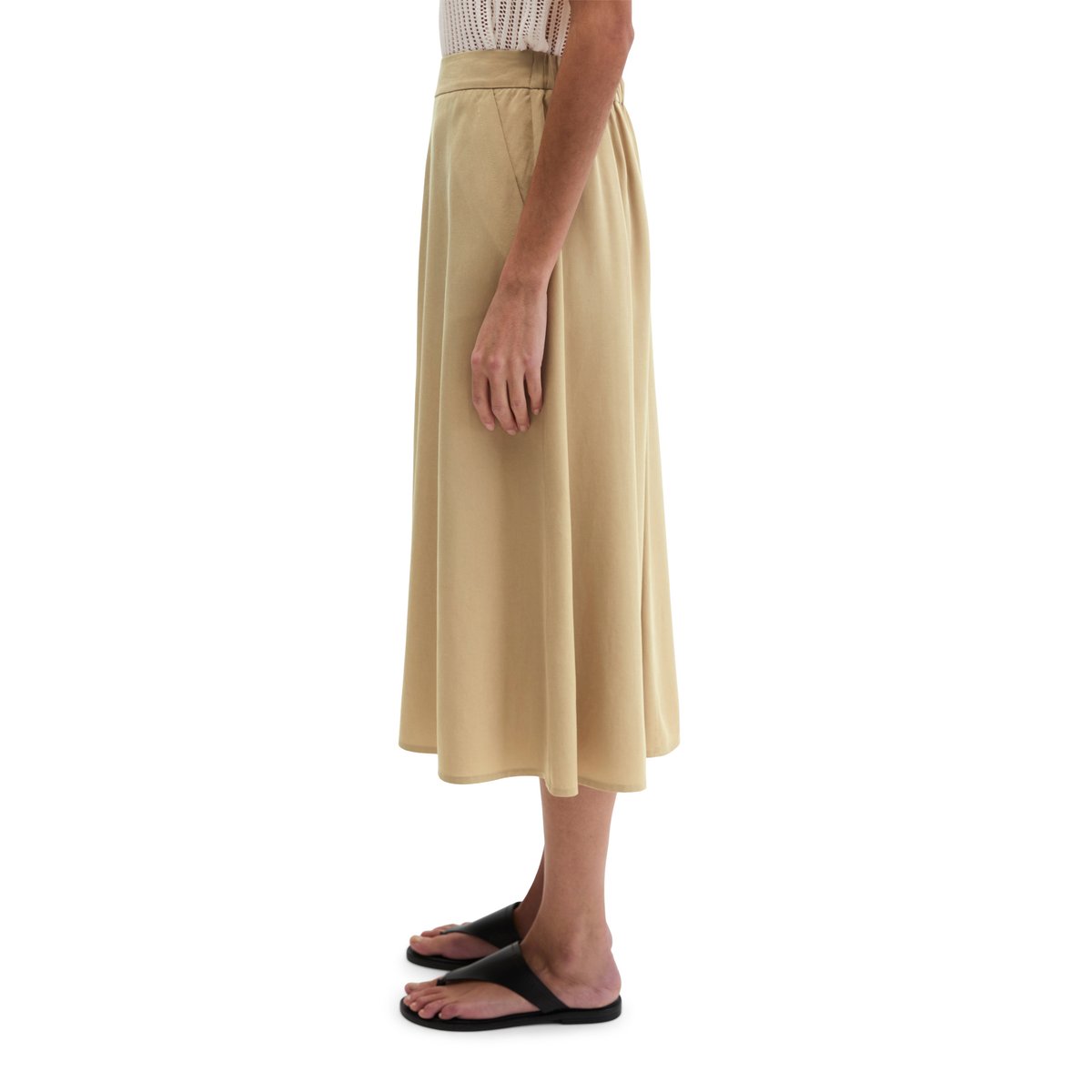 Jupe évasée en TENCEL™ Lyocell beige, MARC O'POLO