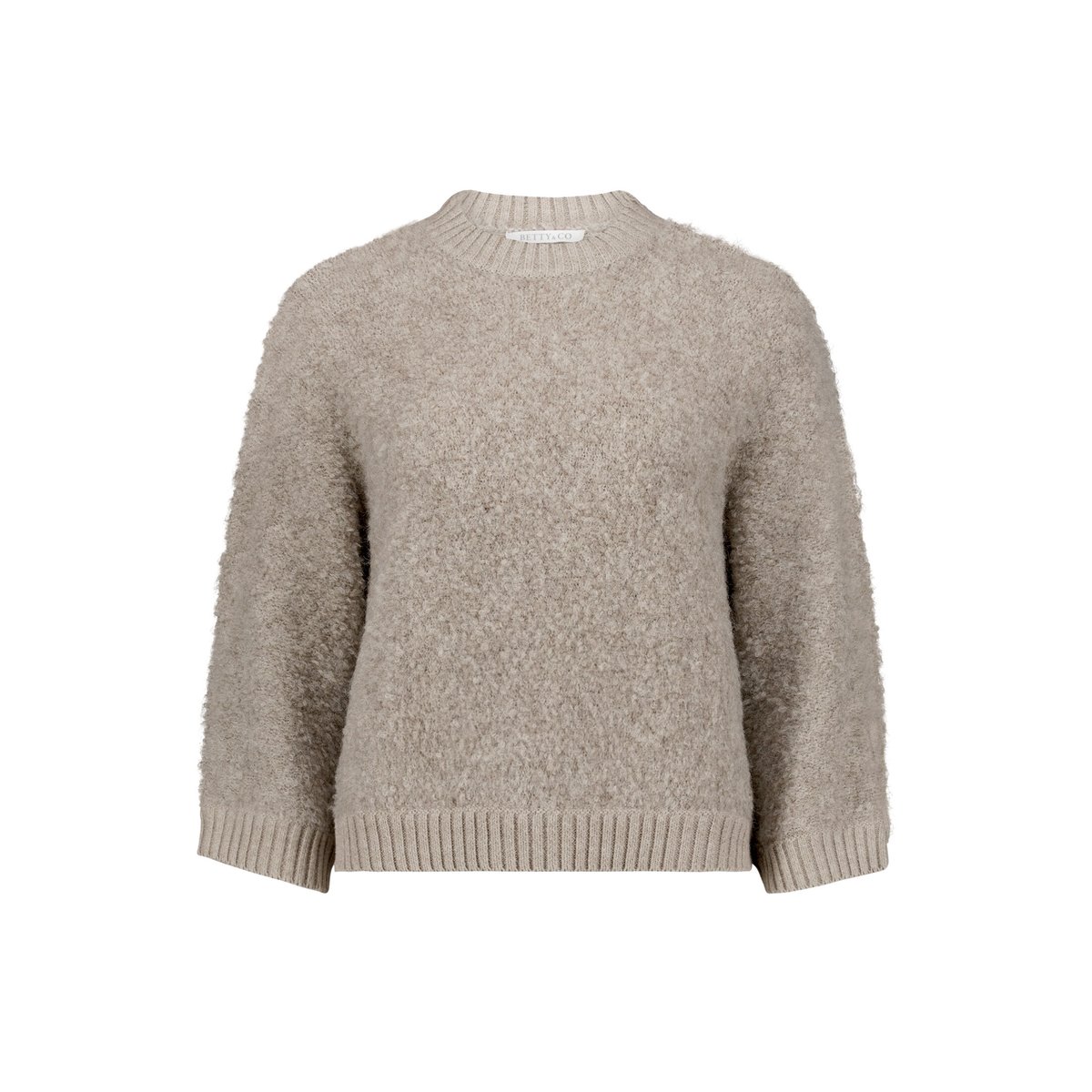 Pull-over en maille à bordures côtelées taupe melange, BETTY & CO