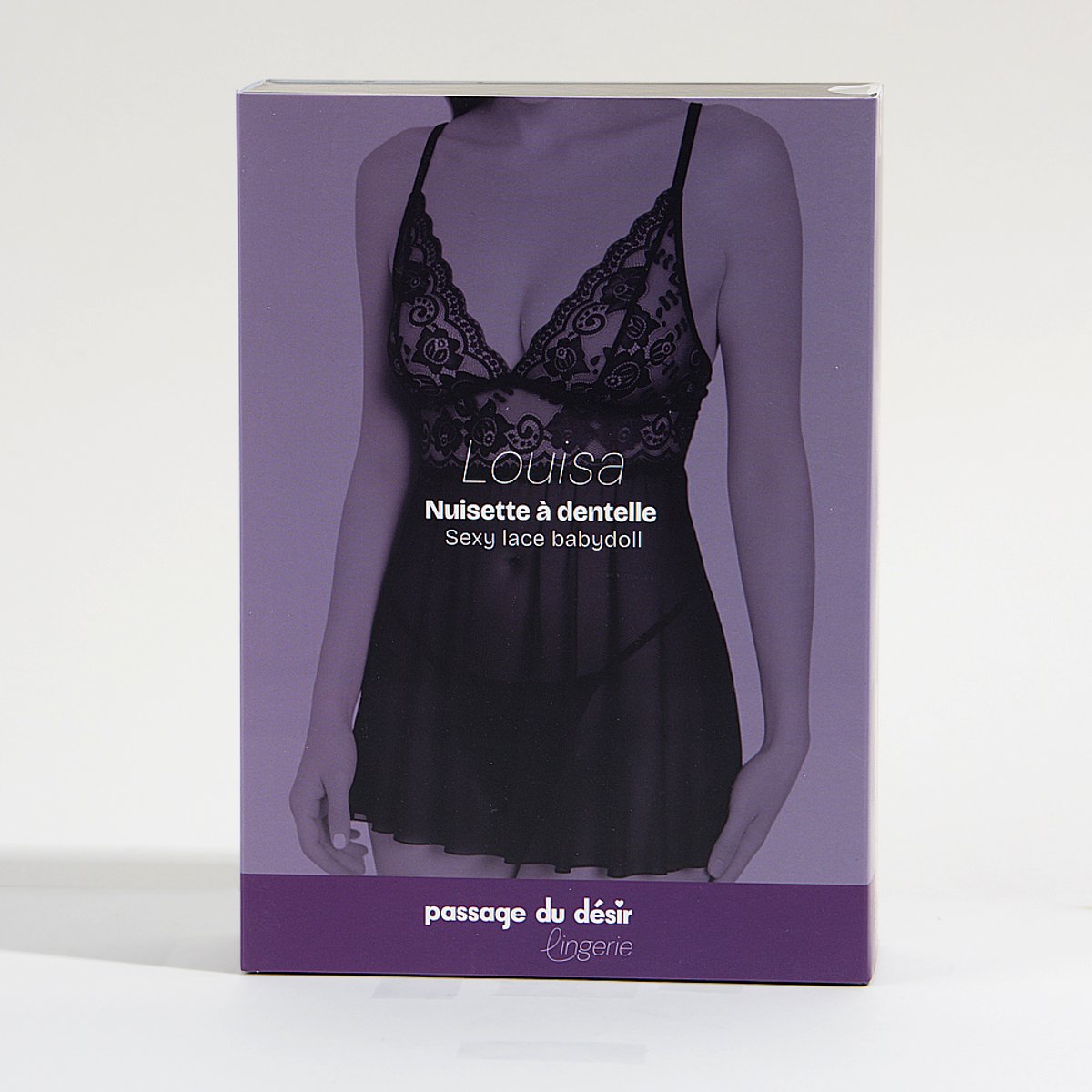 Nuisette à dentelle Louisa noir, PASSAGE DU DESIR LINGERIE