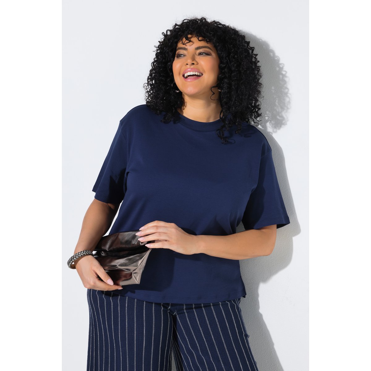 T-shirt oversize, coupe Boxy Fit marine, ULLA POPKEN