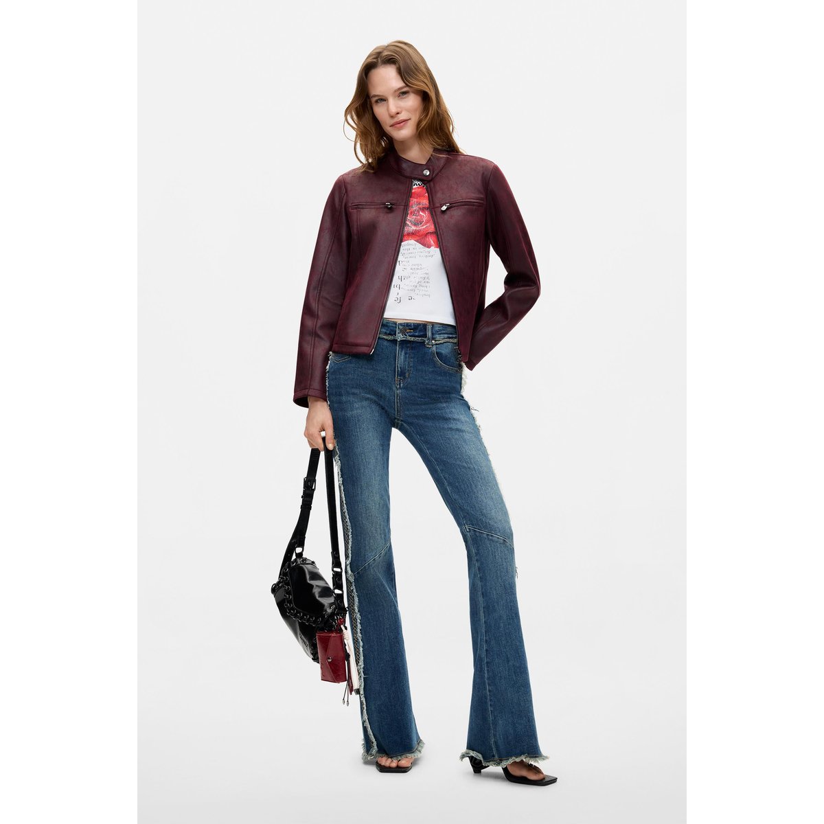 Veste effet cuir rouge, DESIGUAL