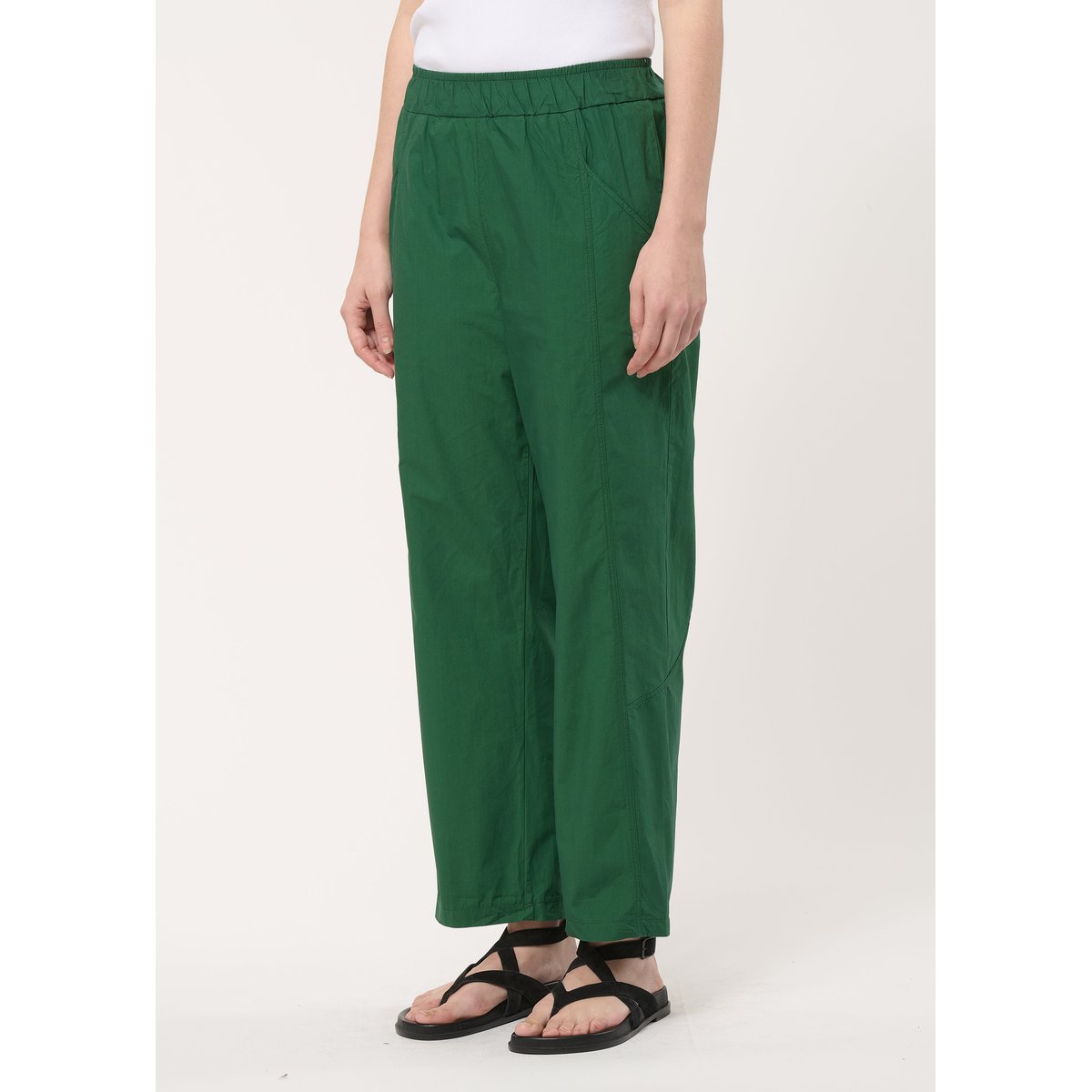 Pantalon 7/8ème en popeline de coton vert mousse, HUMILITY