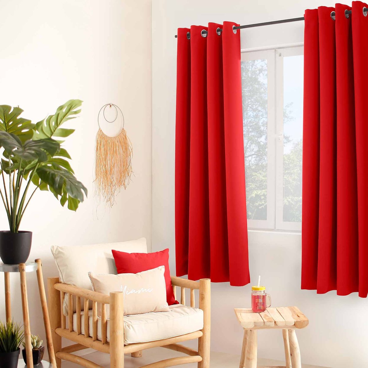 Rideau uni isolant et thermique rouge, HOME MAISON