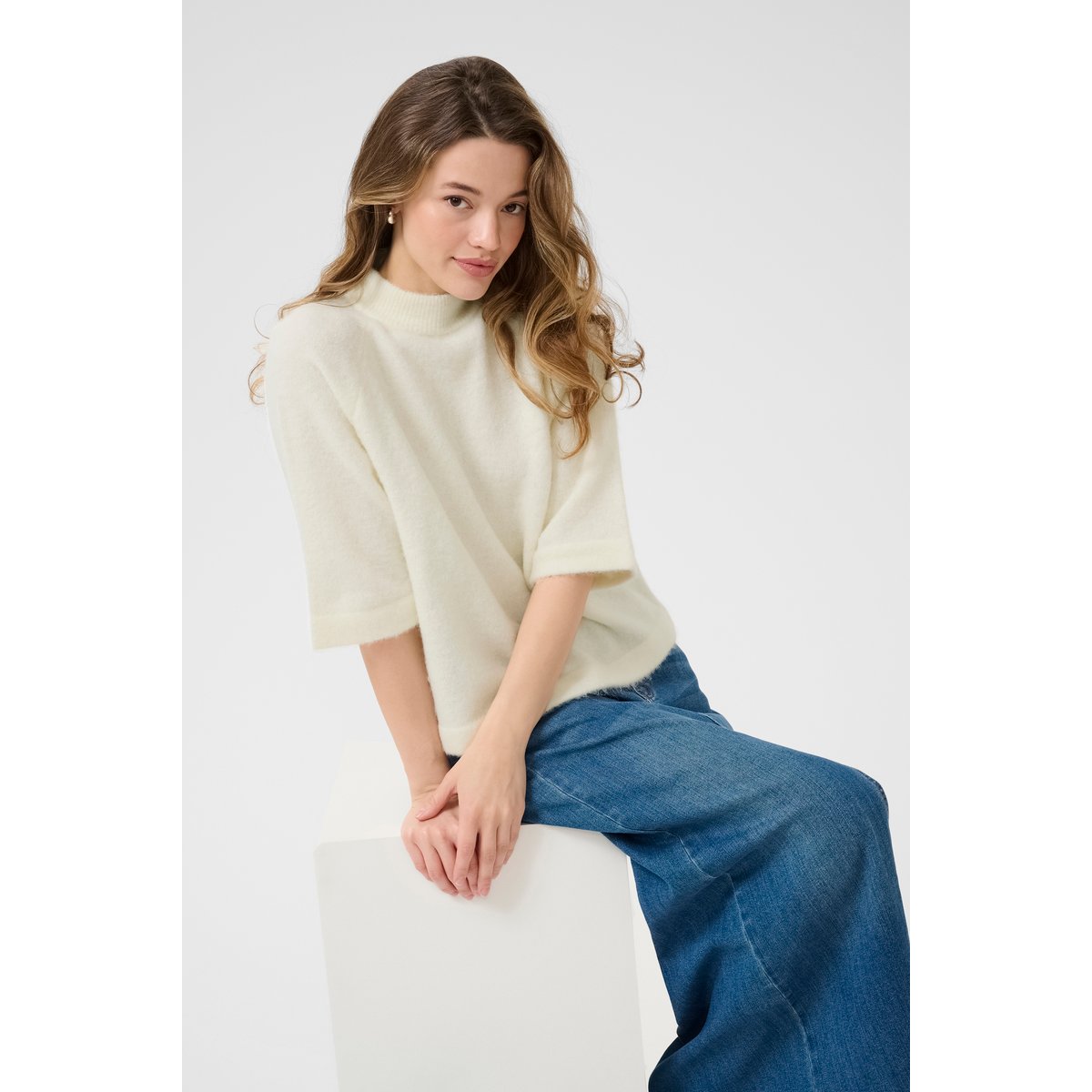 Pullover tricoté blanc chalk cc., KAFFE
