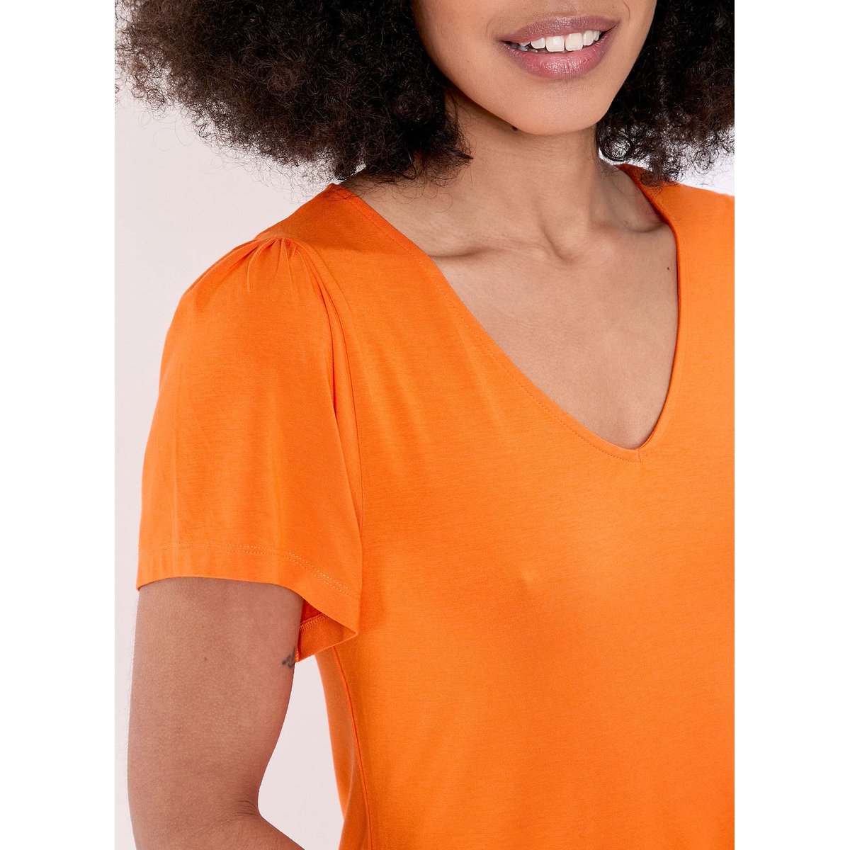 T-shirt maille fluide col V IRENE orange irene, PRINCESSE NOMADE