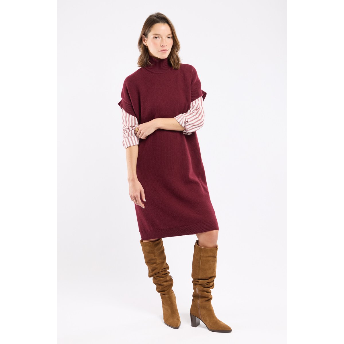 Robe pull unie - laine betterave, ARMOR-LUX