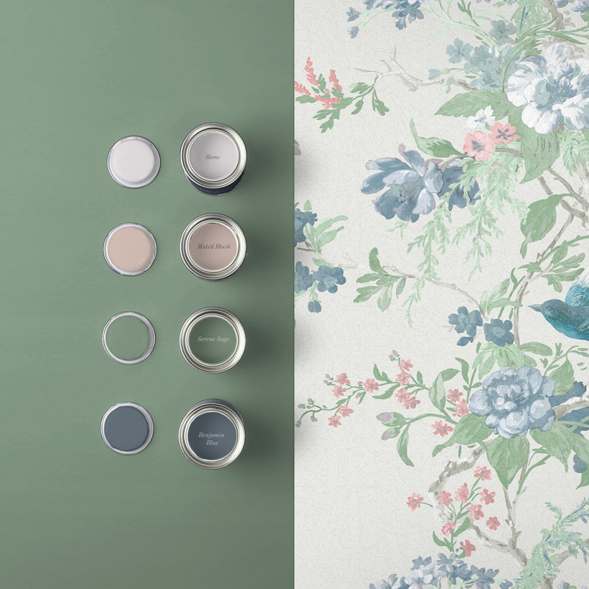 Papier peint Venetian Stone beu, vert, rose sur fond blanc grisé, GRAHAM ET BROWN
