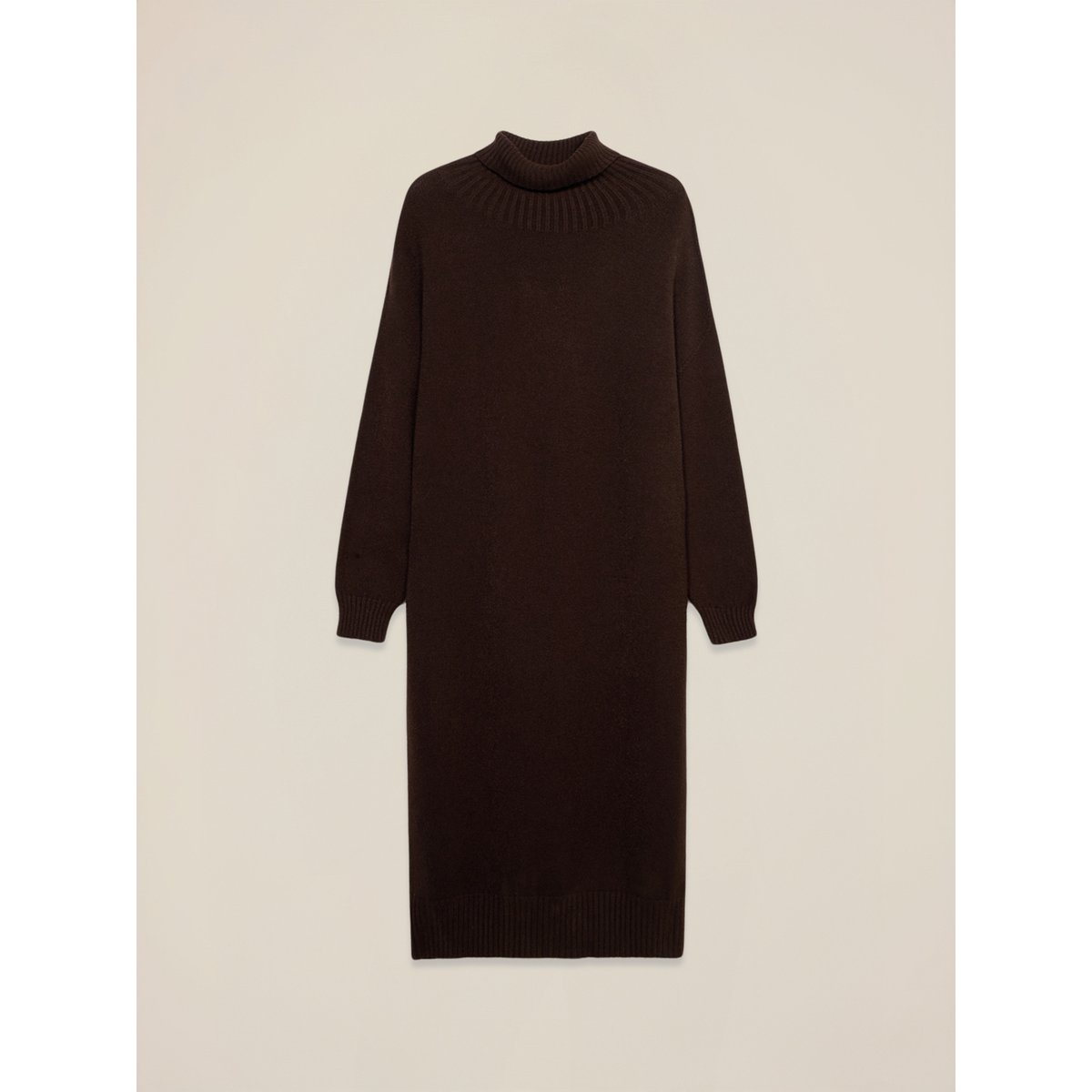 Robe oversize col roulé marron, OLTRE