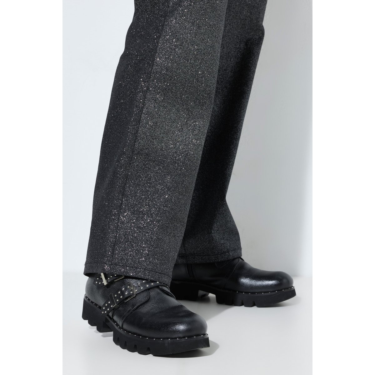 Pantalon scintillant Mandy, jambe large noir, ULLA POPKEN