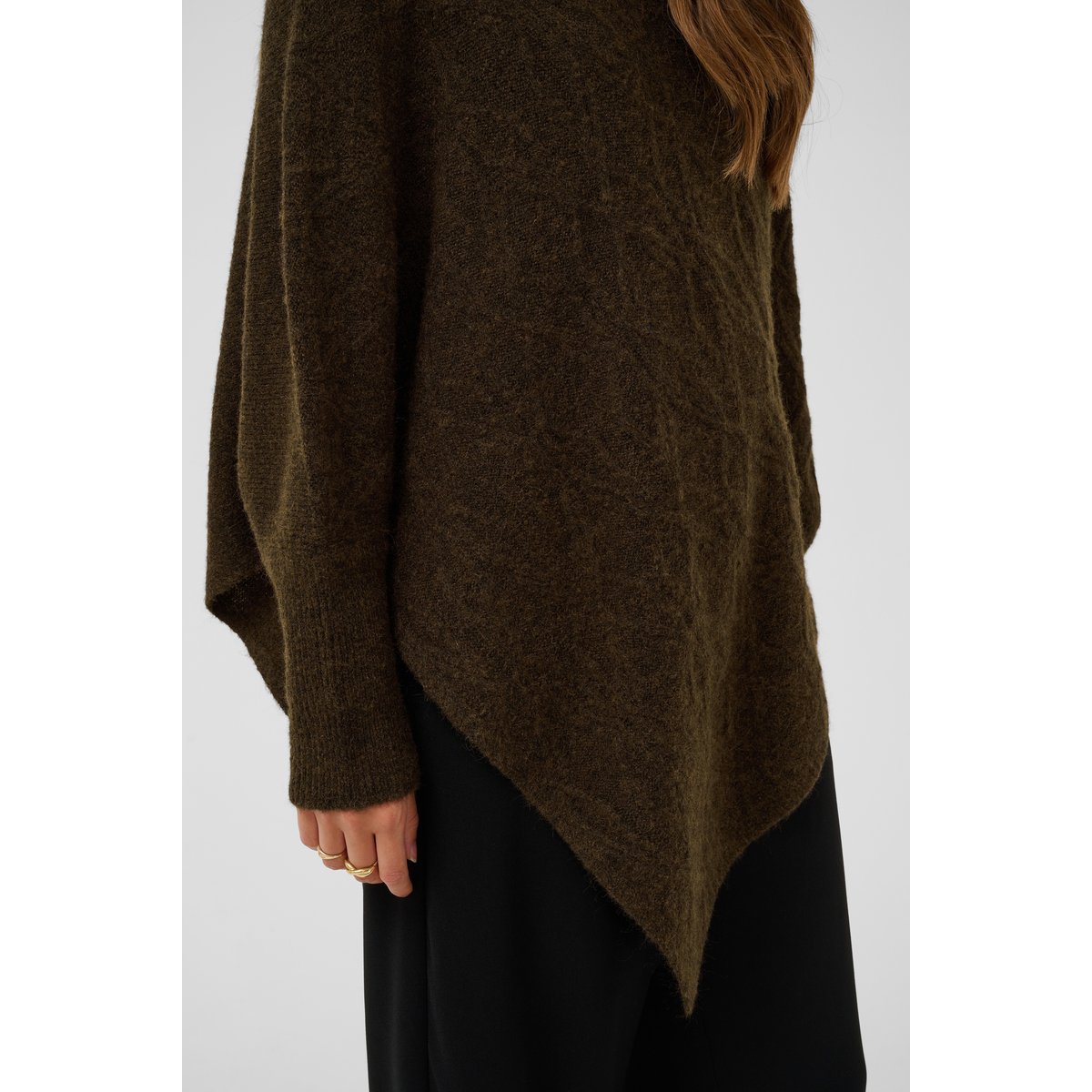 Poncho marron java melange, CREAM