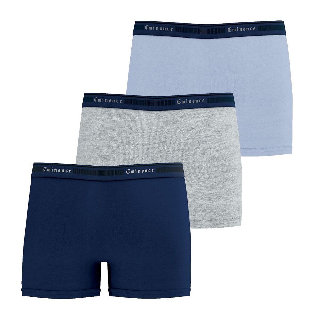 Pack of 3 Tailor Bio Eminence Boxer Shorts For Men navy + blue + grey, EMINENCE