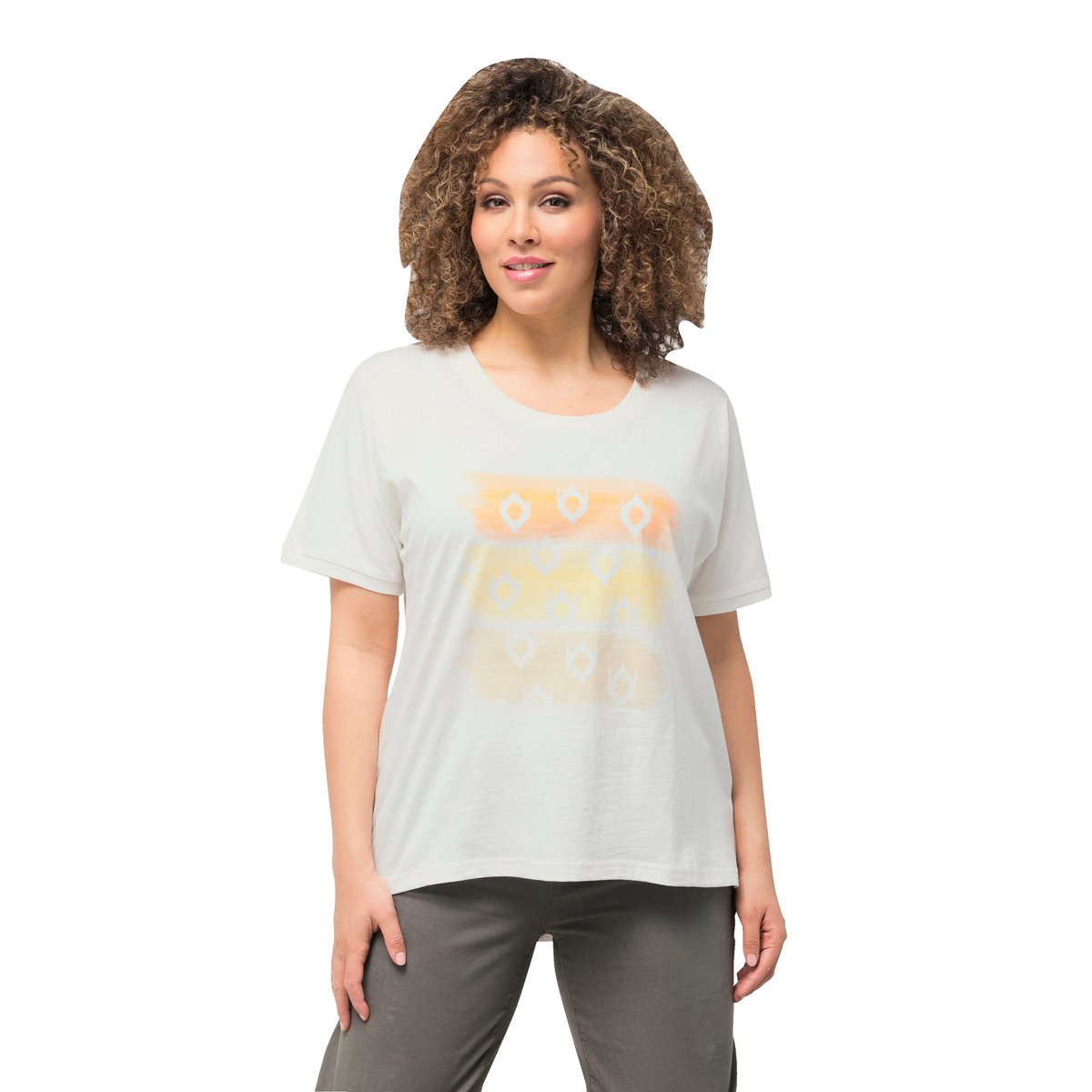 T-shirt à rayures oversized à col rond et blanc cassé, ULLA POPKEN