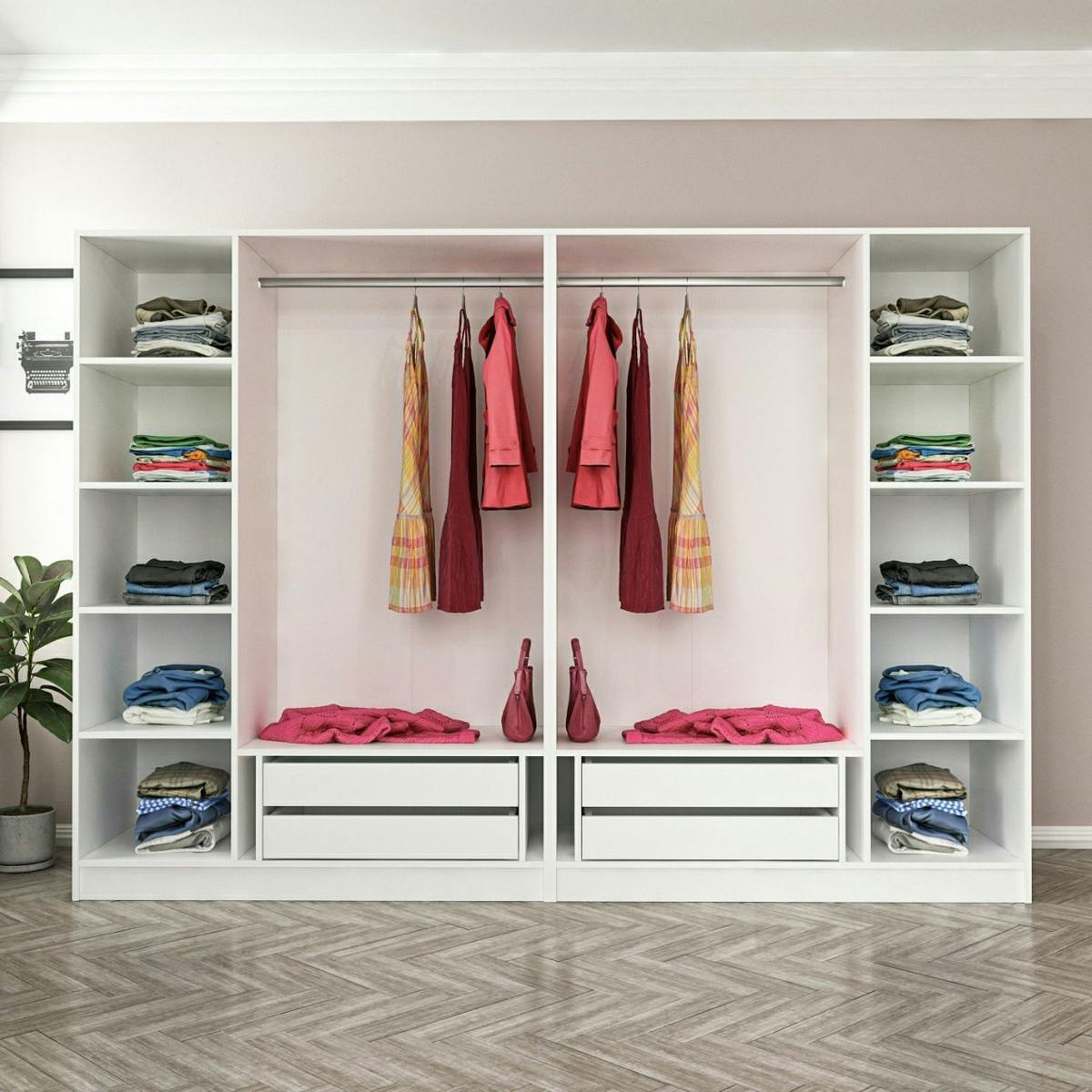 Dressing XXL avec 4 tiroirs BYRON blanc, PIER IMPORT