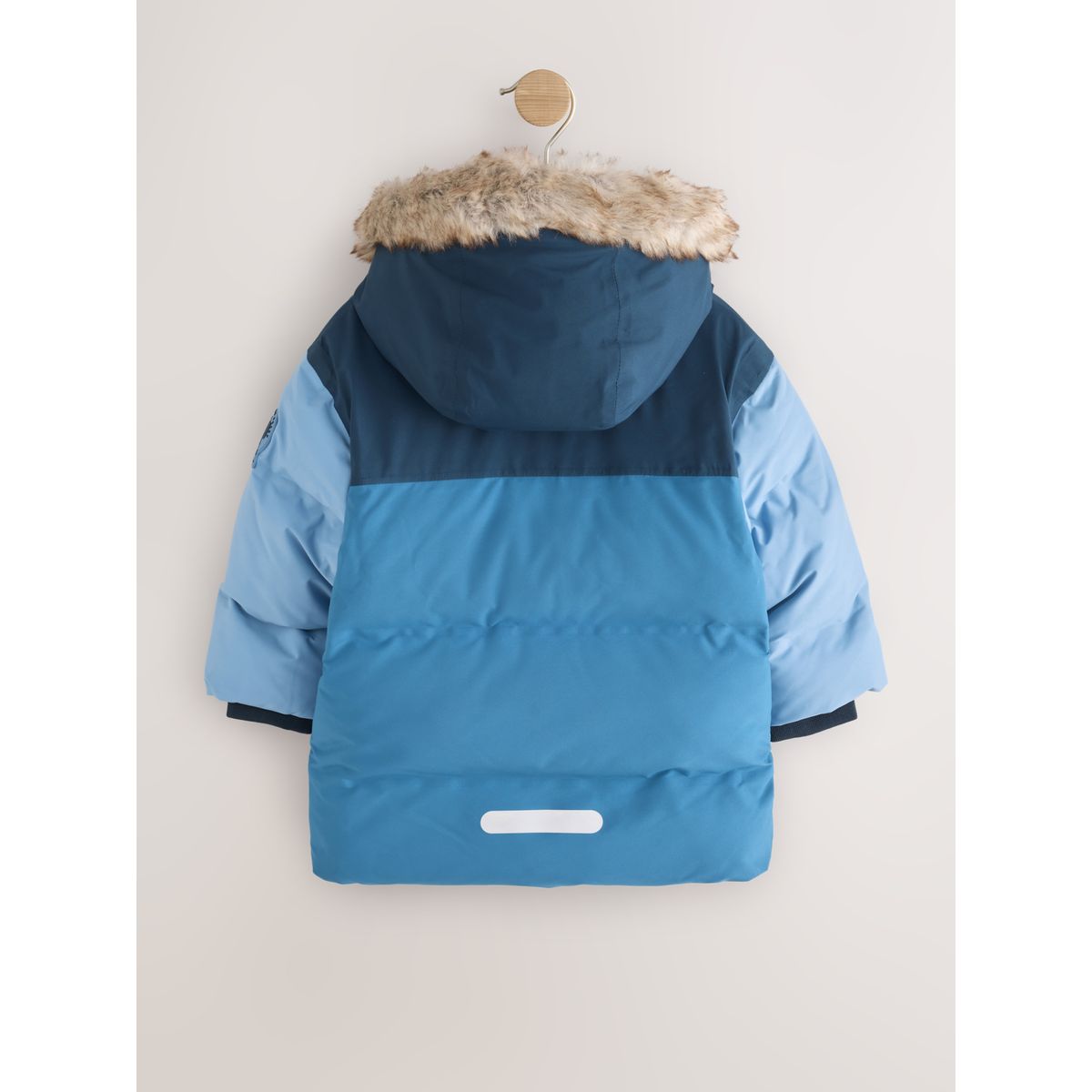 Manteau matelassé imperméable bloc de couleurs bleu, NEXT