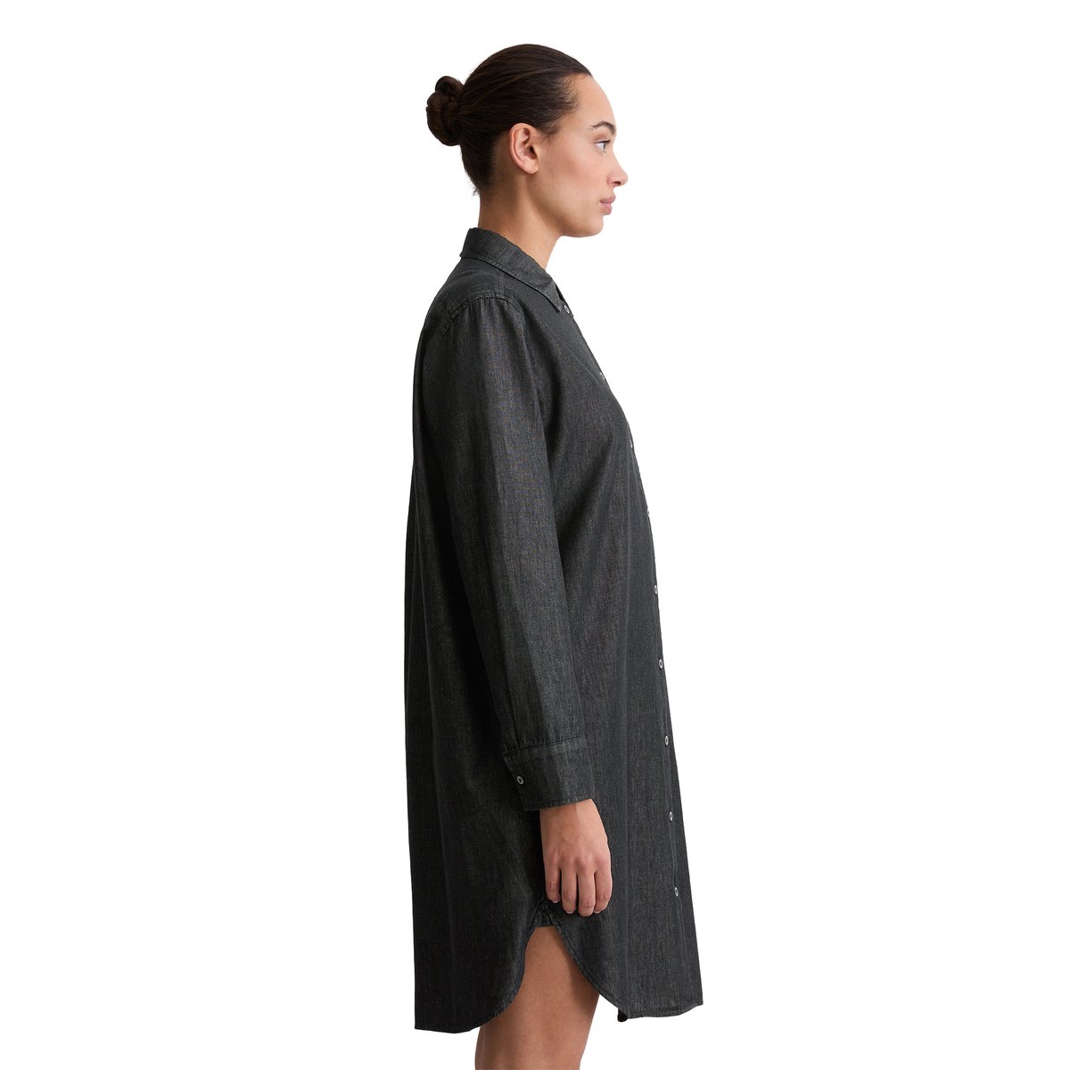 Robe chemisier regular en coton chambray bleu foncé, MARC O'POLO