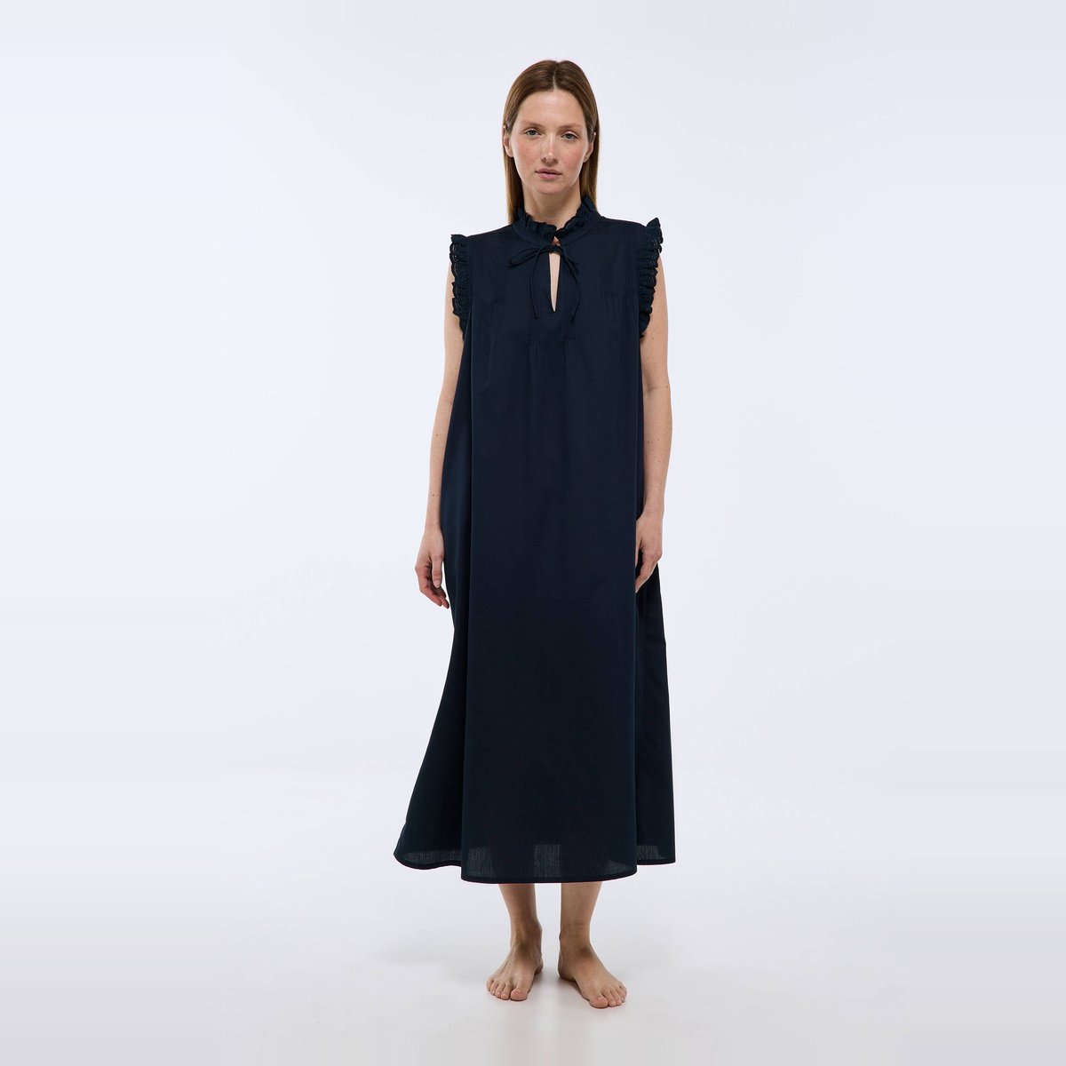 Chemise de nuit sans manches en coton BIO GOTS marine, MONOPRIX